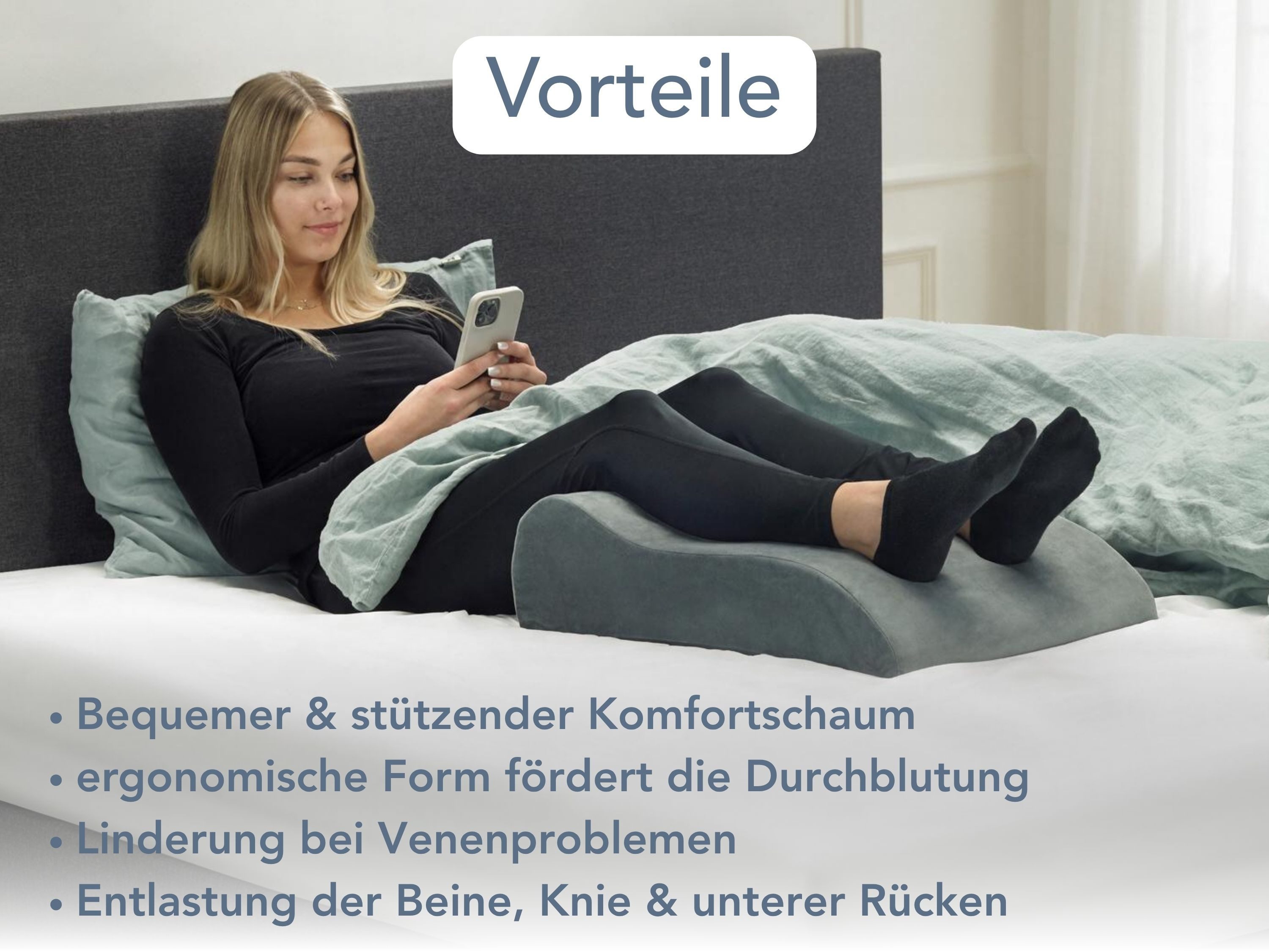 XDREAM Venenkissen zur Hochlagerung der Beine, ergonomisch geformt, 1-tlg., Funktionskissen, Lagerungskissen, Beinkissen, stützend und entlastend