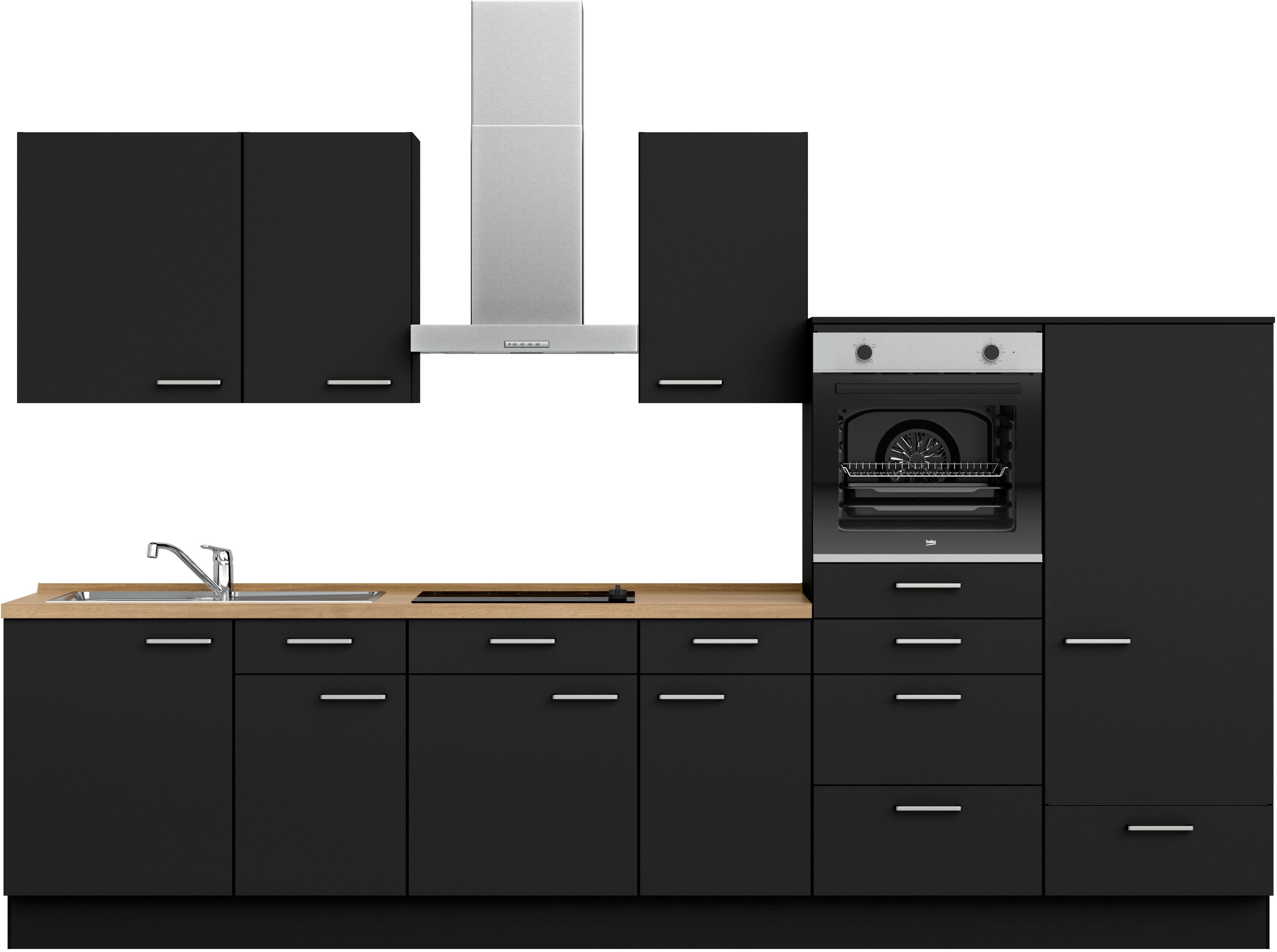 nobilia® Küchenzeile "Touch I", NEU: individuell anpassbar mit gratis Profi-Beratung, vormontiert, Breite 330 cm, Ausrichtung wählbar, wahlw. mit E-Geräten