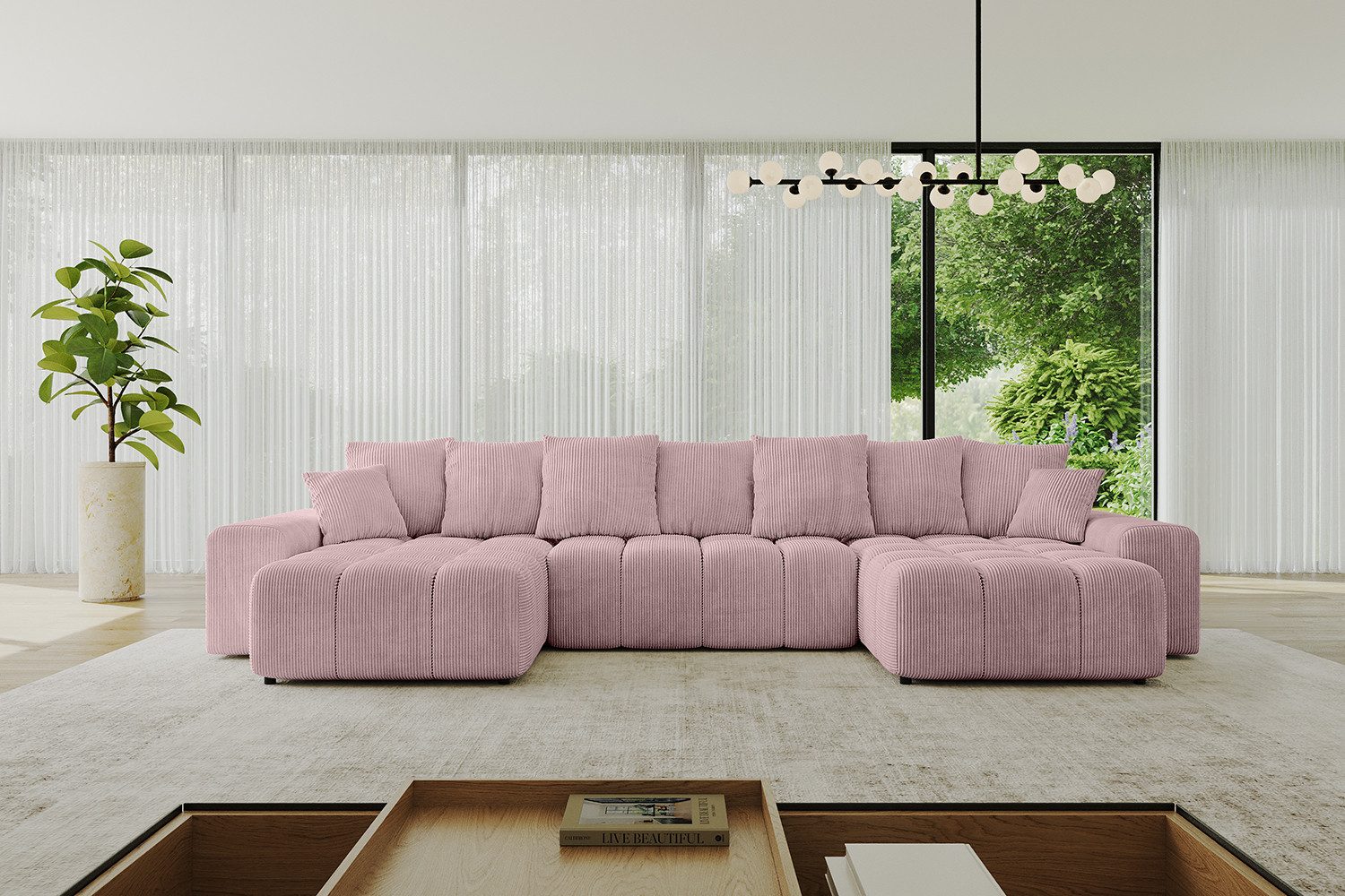 ALTDECOR Wohnlandschaft ENIL-U, Couch mit Schlaffunktion, Wohnzimmer - Ecksofa, Corner Sofa Bett Eckcouch Couch U-Form Schlafcouch Ausziehbar