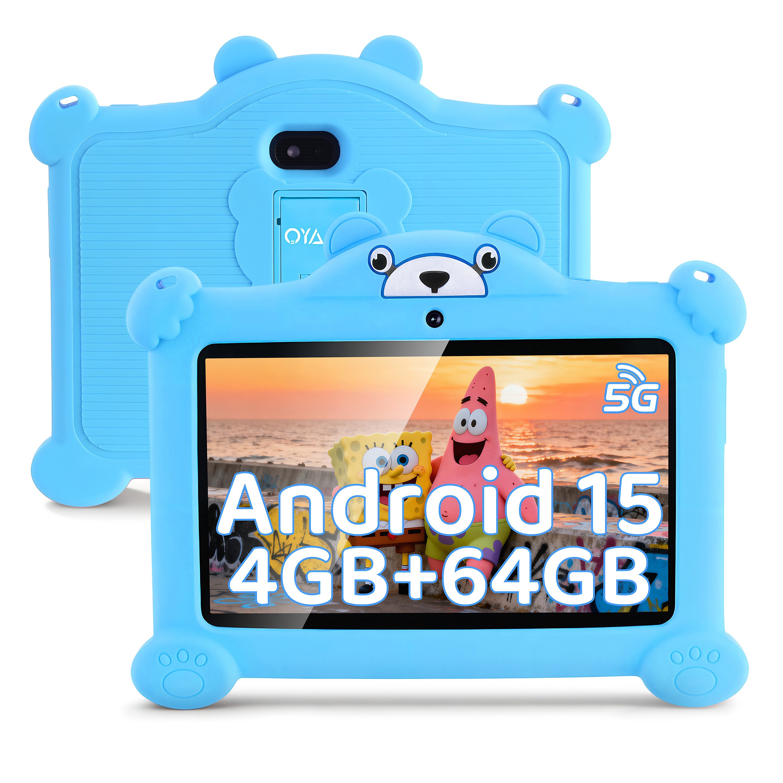 oyajia 7 Zoll mit Robuster Hülle, 4GB+64GB, WiFi Bluetooth IPS HD Android 15 Tablet (7", 64 GB, WiFi, Android 15 ab 3 Jahren, mit Hülle & Stift, Google Kids Space Gemini AI)