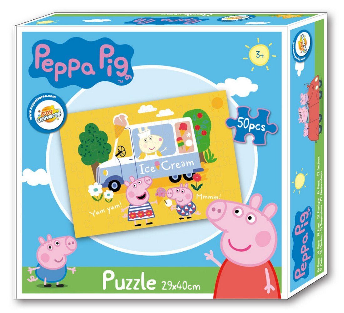 Peppa Pig Puzzle Kinderpuzzle Wutz ICE CREAM Eismann 50 Teile für Kinder ab 3 Jahre, 50 Puzzleteile