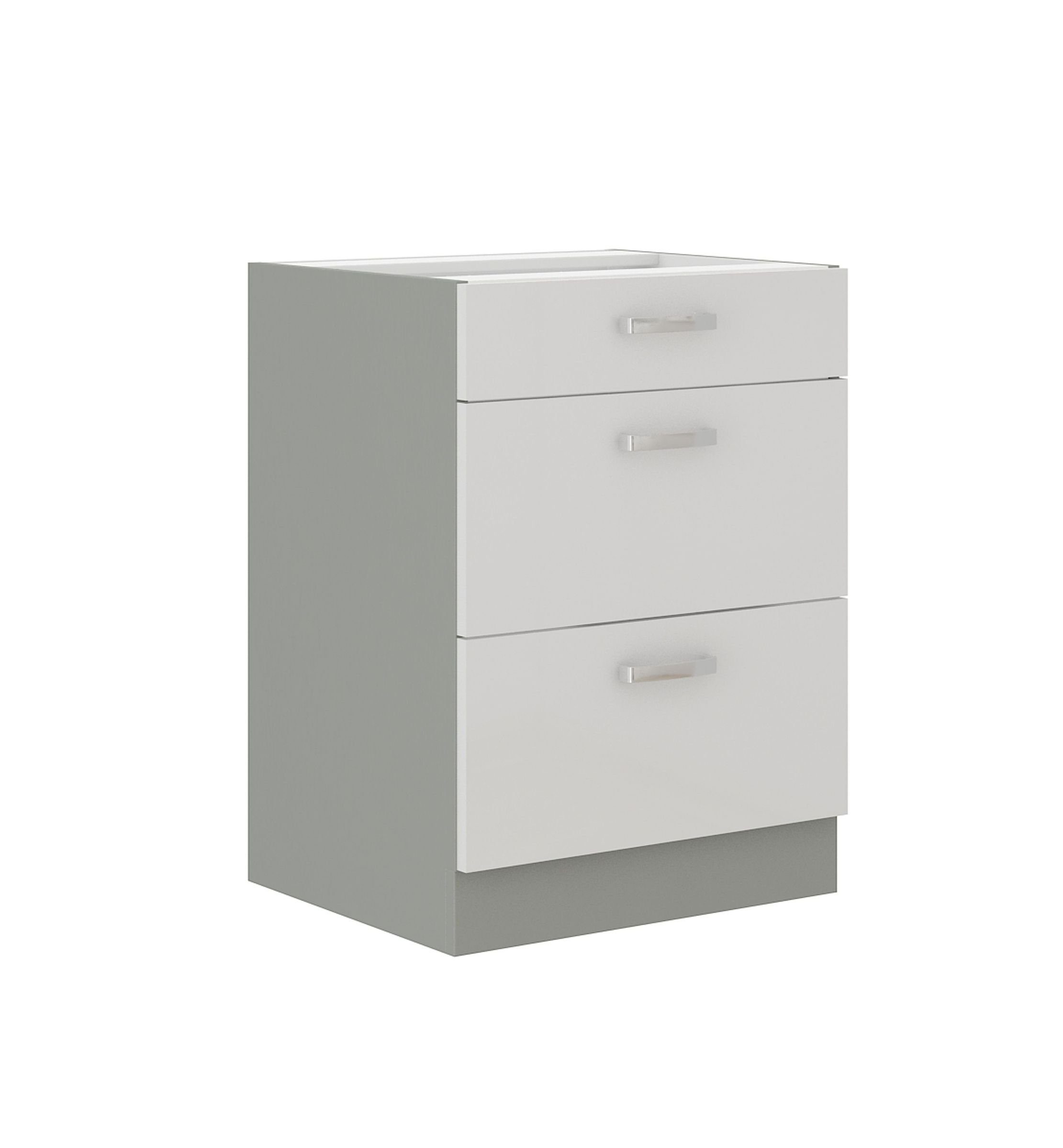 Küchen-Preisbombe Auszugsunterschrank 60 cm Küche Bianca Weiss Hochglanz + günstig online kaufen