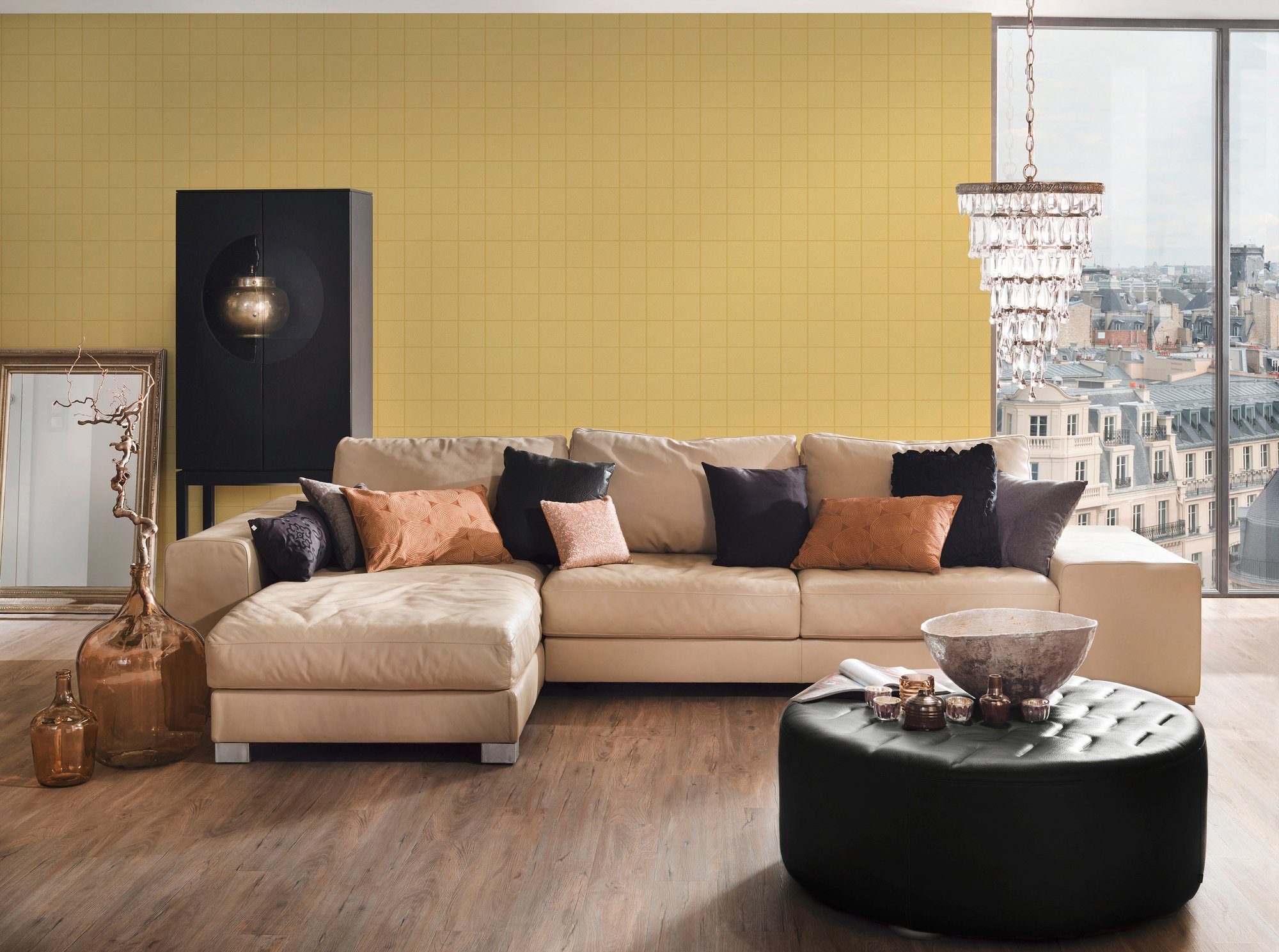 grafisch, Vliestapete Architects Paper Luxury wallpaper, gelb Geometrisch Tapete