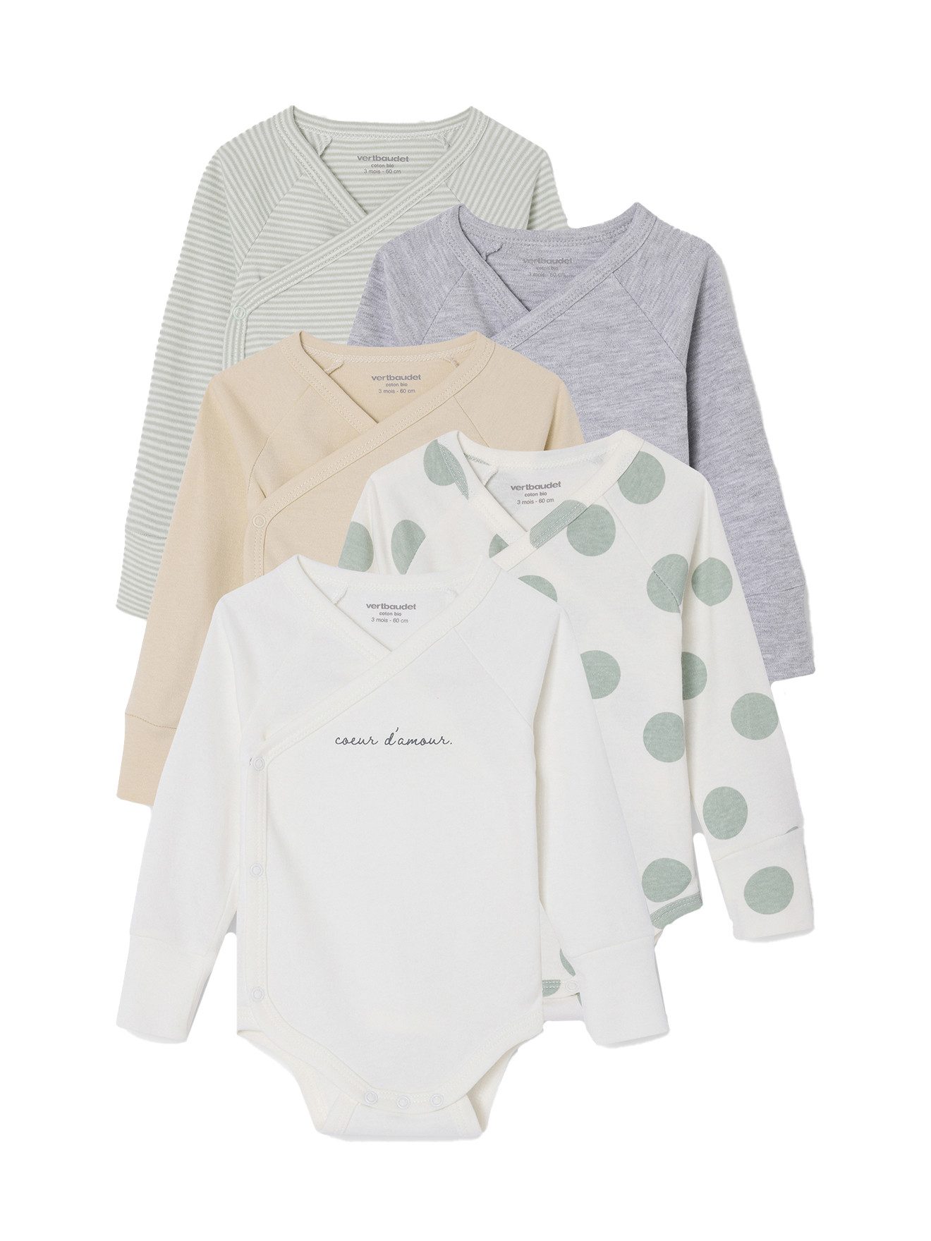 Langarmbody 5er-Pack mitwachsende Baby Wickelbodys, Langarm