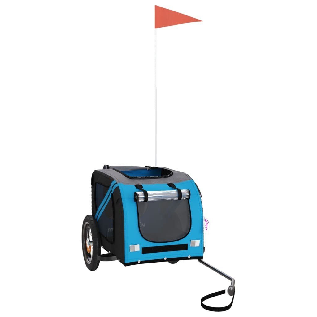 vidaXL Bicycle Dog Trailer 30 kg Bicycle Trailer for Dogs Blue and Grey Oxford Fabric and Iron