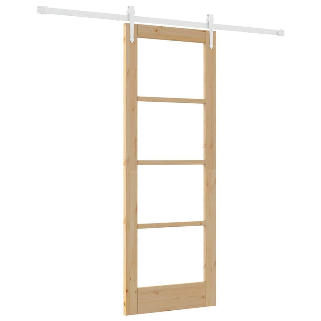 vidaXL Haustür Schiebetür 73,5 x 198,5 cm Massivholz Kiefer und Glas Natur (1-St)