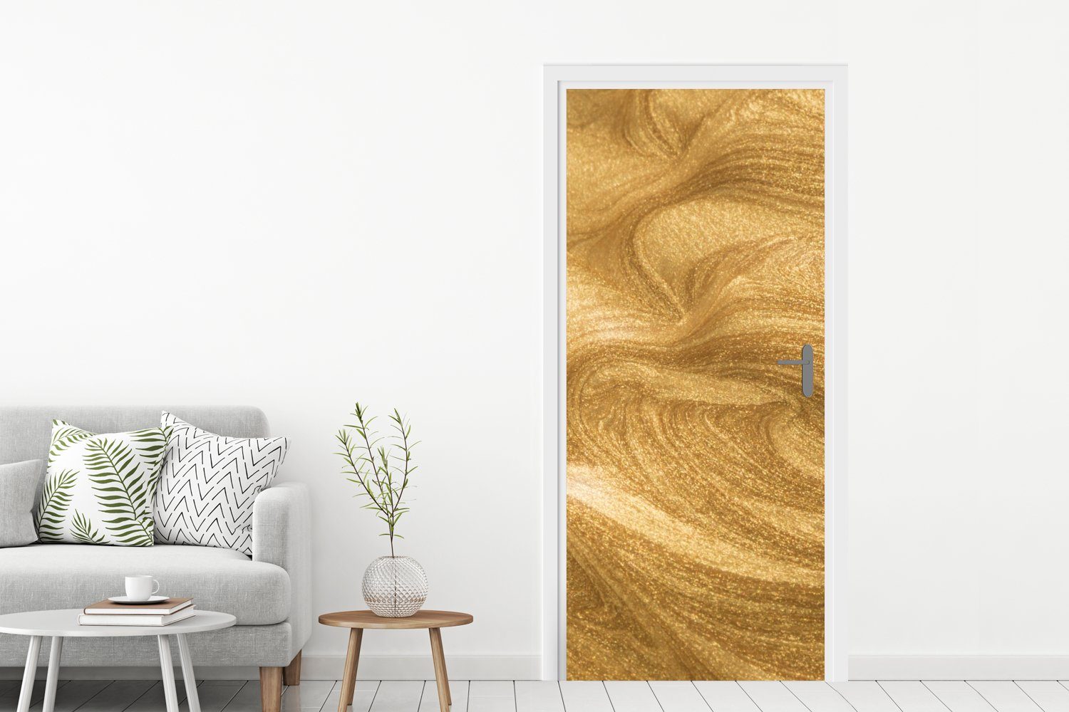 Tür, mit Hintergrund für goldener MuchoWow Ein Matt, Glitzern, Türtapete bedruckt, (1 75x205 St), Türaufkleber, cm Fototapete