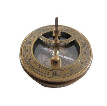 Linoows Dekoobjekt Sundial Kompass, Maritimer Altmessing Magnetkompass & Dose, Reproduktion