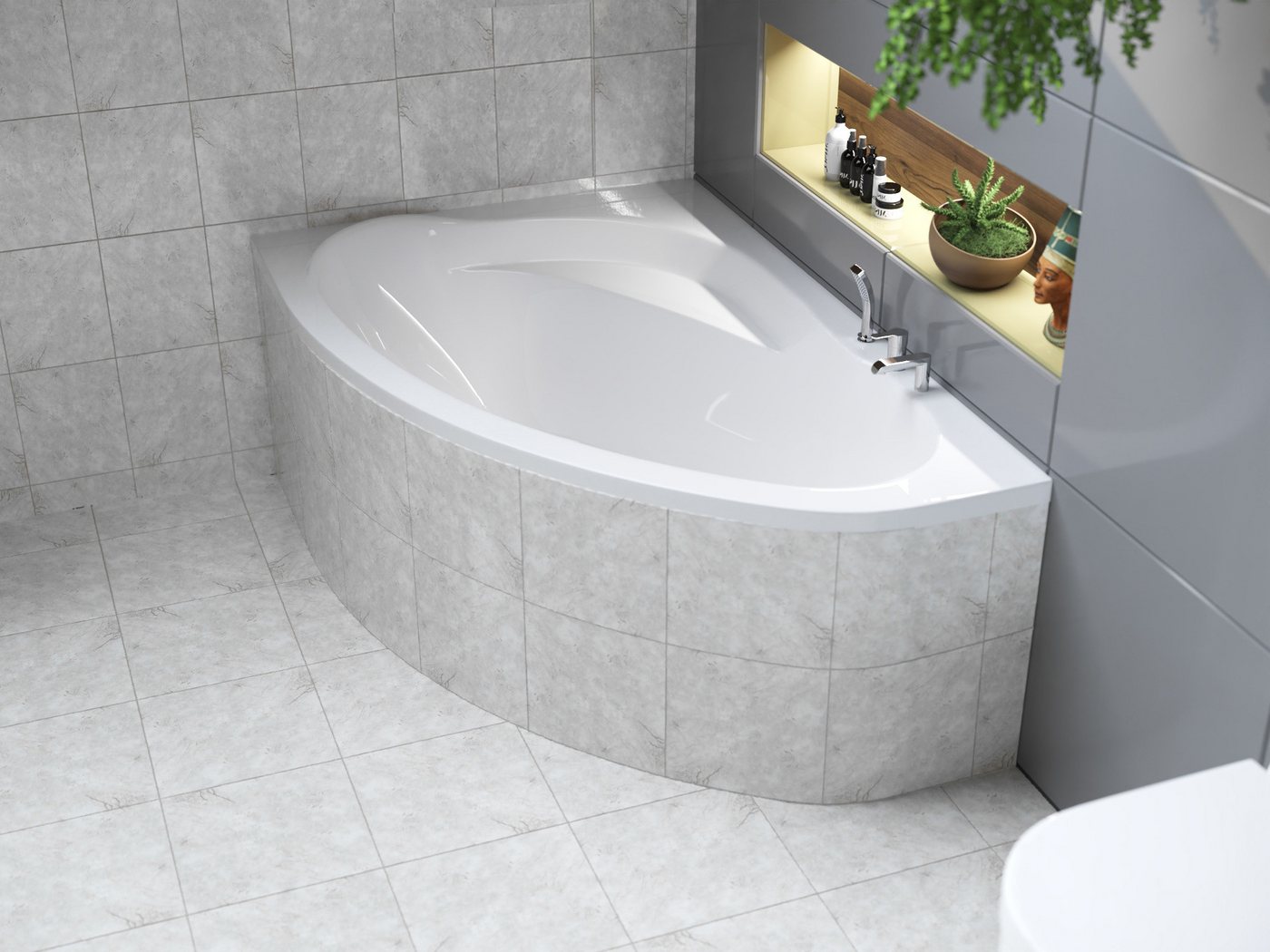 Thumbnail - KOLMAN Badewanne Eckbadewanne Marea 160x100, (Links/Rechts), Ablaufgarnitur & Füße GRATIS