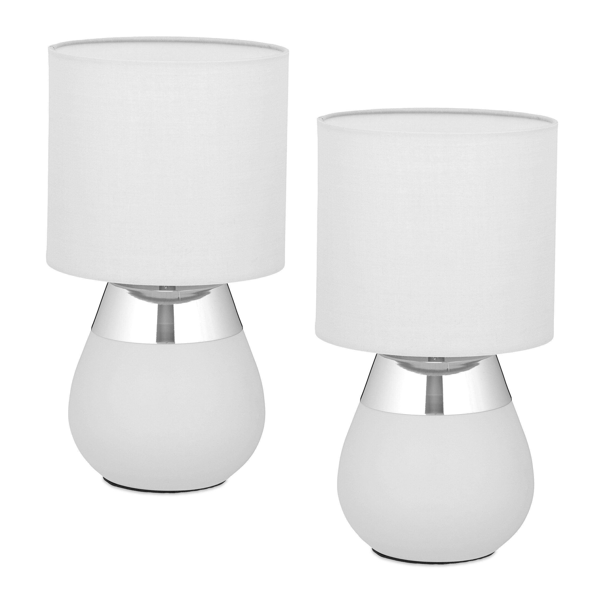 relaxdays Nachttischlampe Tischlampe mit Stoffschirm 2er günstig online kaufen