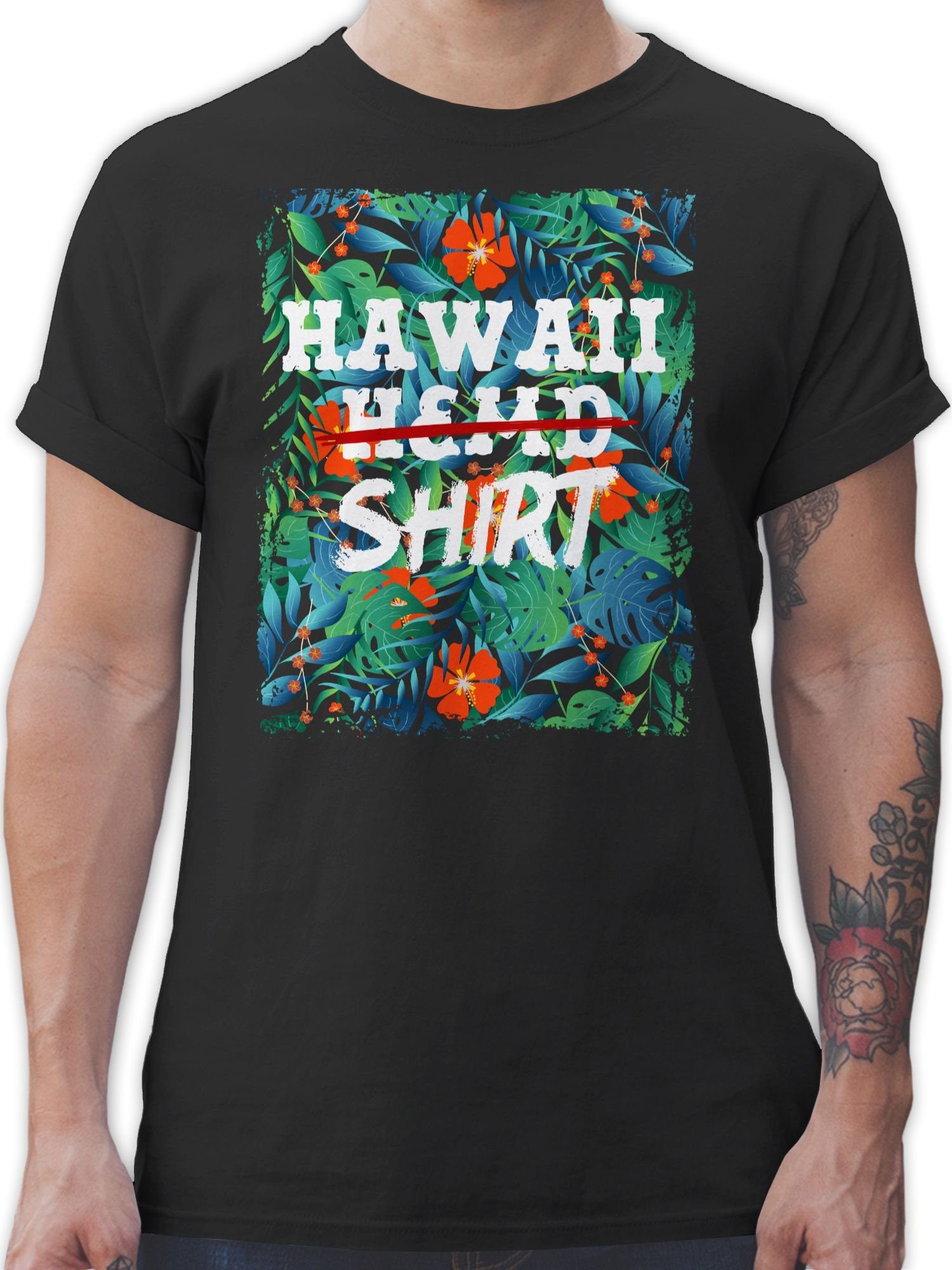 Shirtracer T-Shirt »Hawaii Hemd Shirt - Aloha Party Hawaiian Hawaii-Kleidung  Karibik - Karneval Outfit - Herren Premium T-Shirt« t shirt hawaii herren -  tshirt fasching - faschings tshirts männer