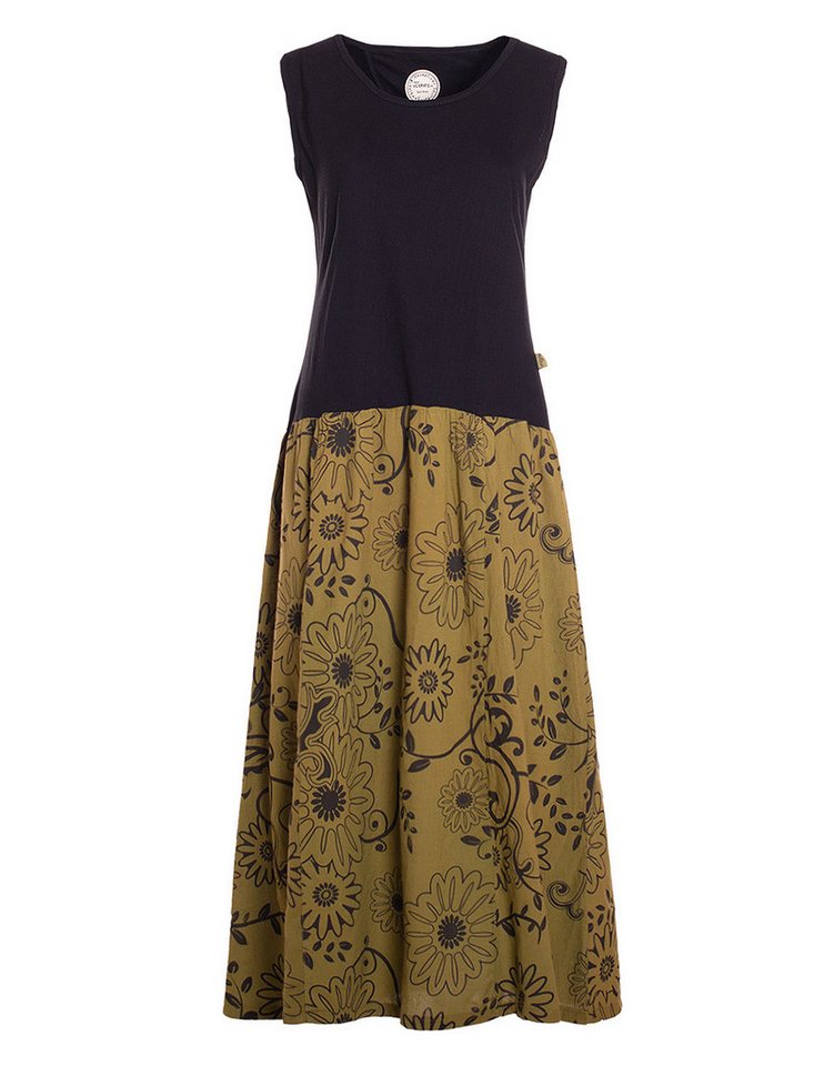 Vishes Maxikleid Damen Wadenlang Baumwolle Casual Bedruckt Verstellbares Kleid Alternative Mode, Boho, Hippie, Ethno, Festival