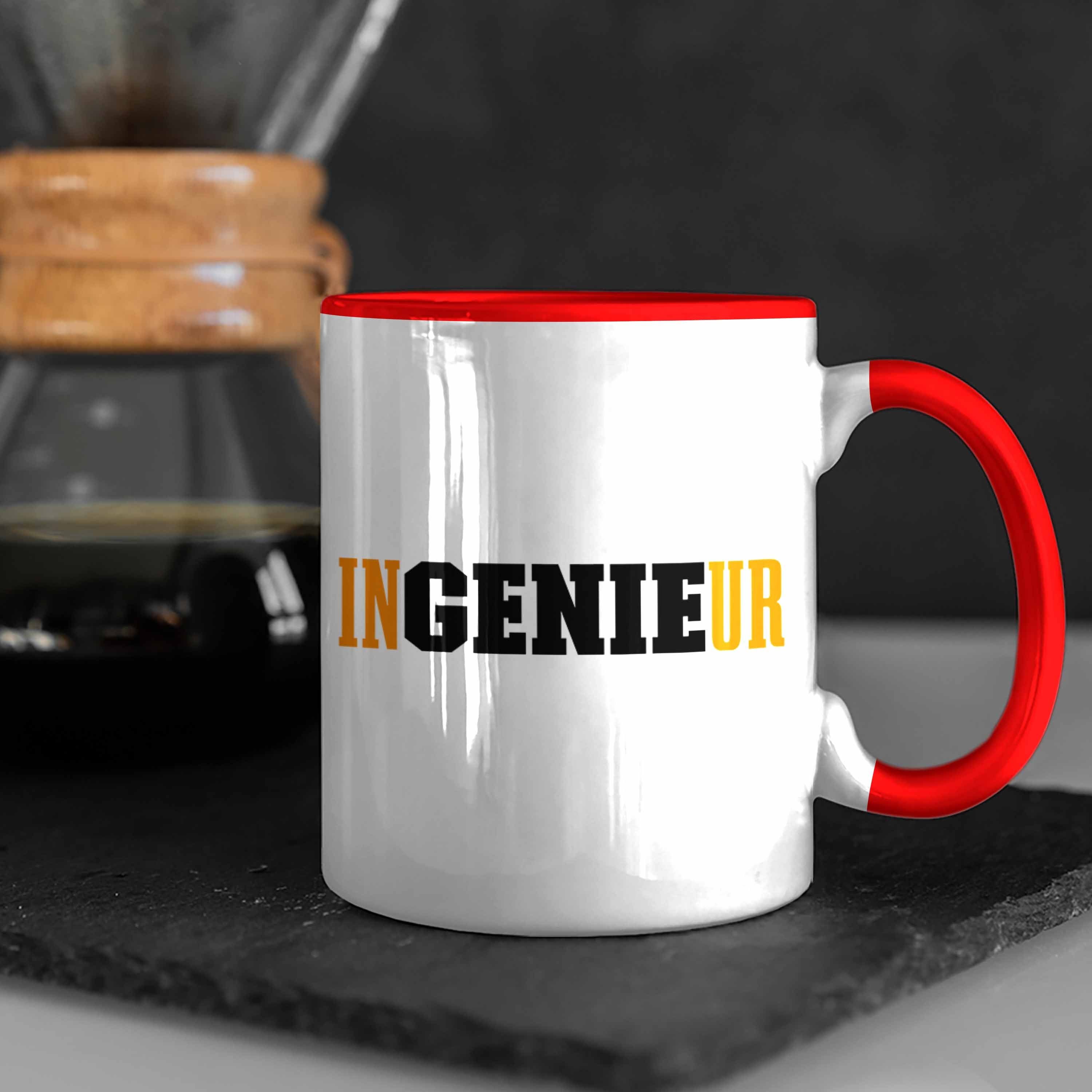 Trendation Tasse Trendation Gadget Ingenieur Ingeneur - Kaffeetasse Geschenk Tasse Rot Geschenkidee