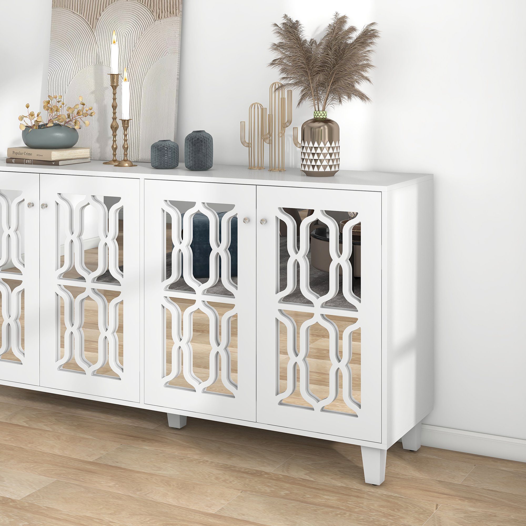 Merax Sideboard mit Spiegelelementen und geometrischem günstig online kaufen