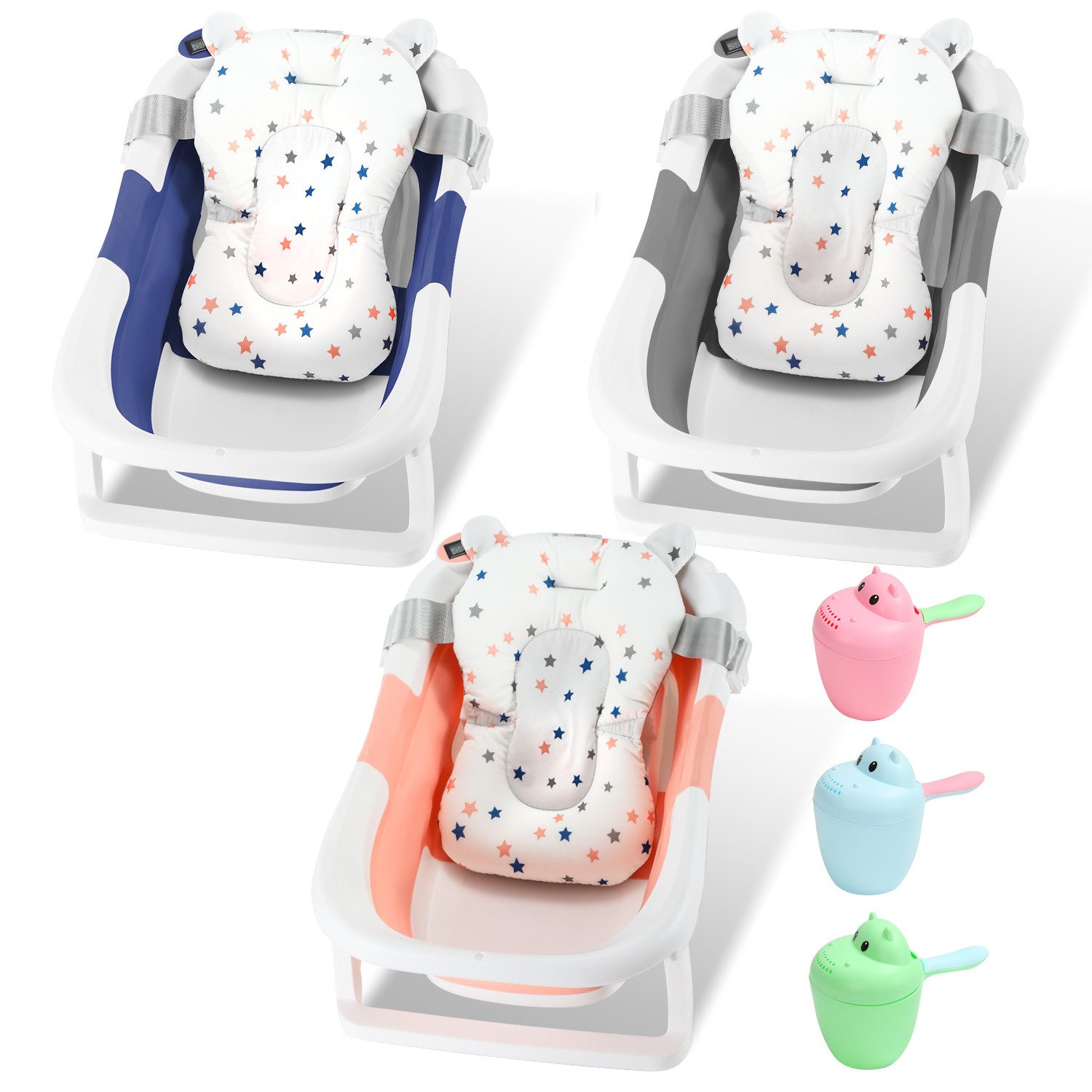 Clanmacy Babybadewanne Faltbare Baby Badewanne Babywanne mit kissen Ergonom günstig online kaufen