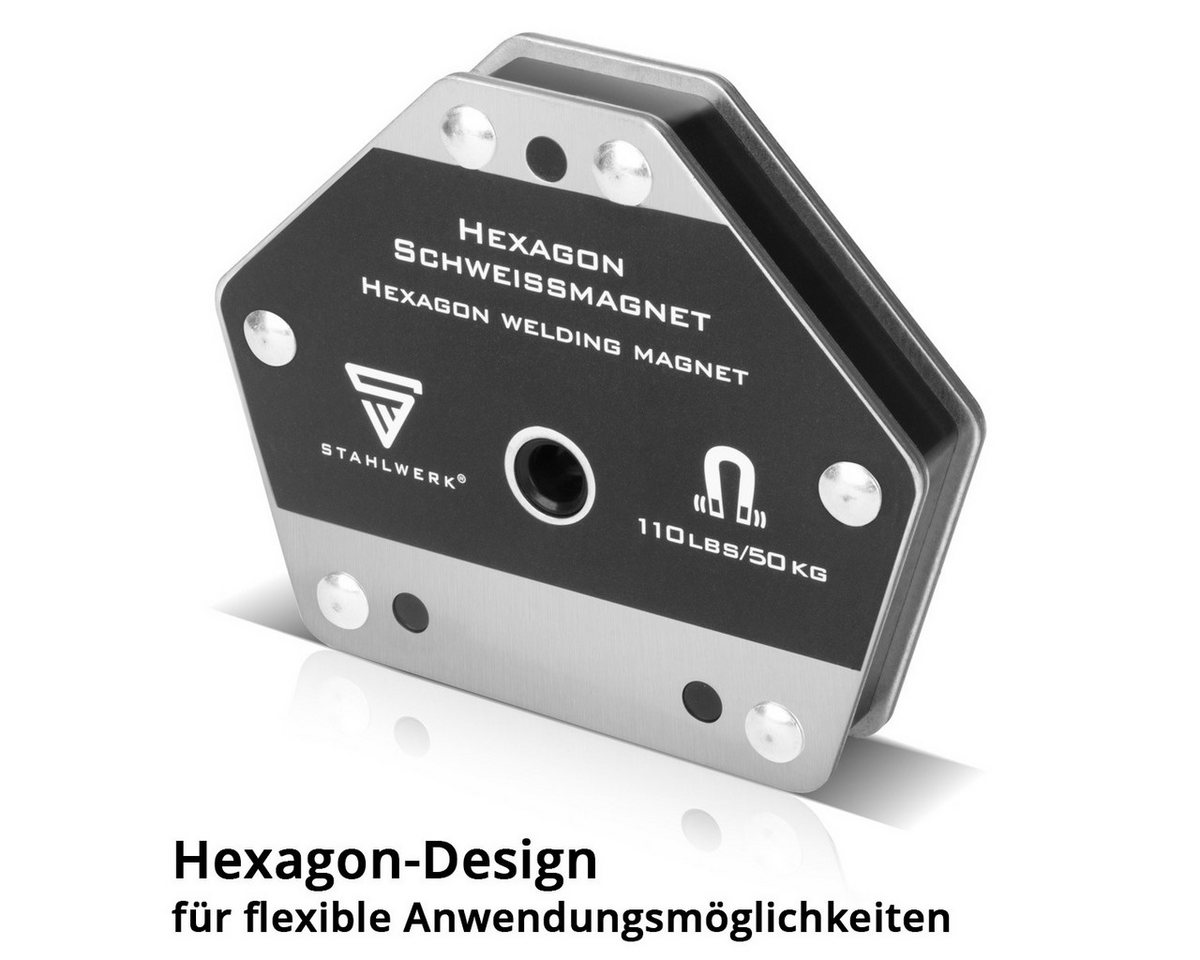Thumbnail - STAHLWERK Magnet-Schweißwinkel Hexagon Schweißmagnet Leistungsstarker Magnet für