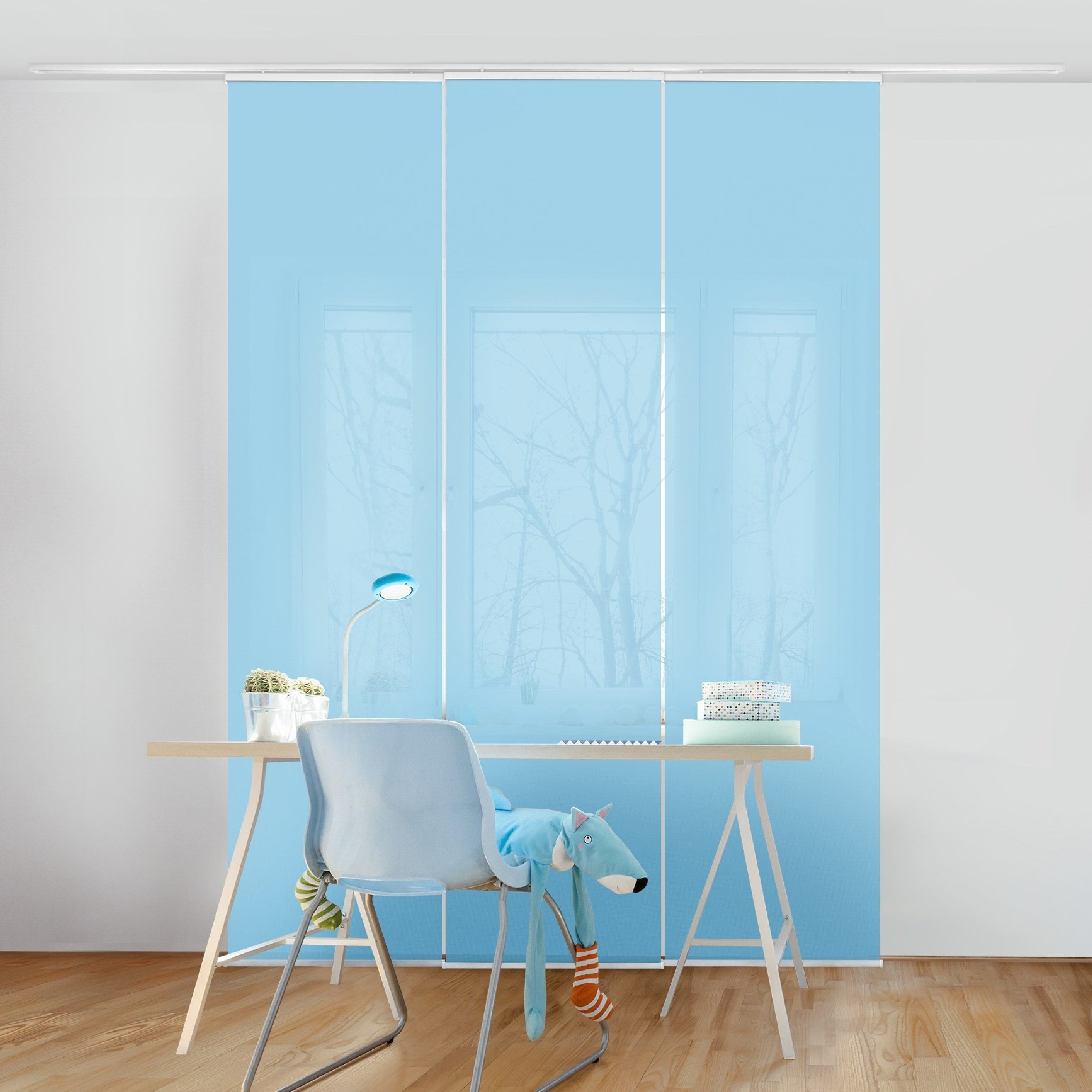 Bilderdepot24 Schiebegardine modern Flächenvorhang blickdicht Pastellblau, günstig online kaufen