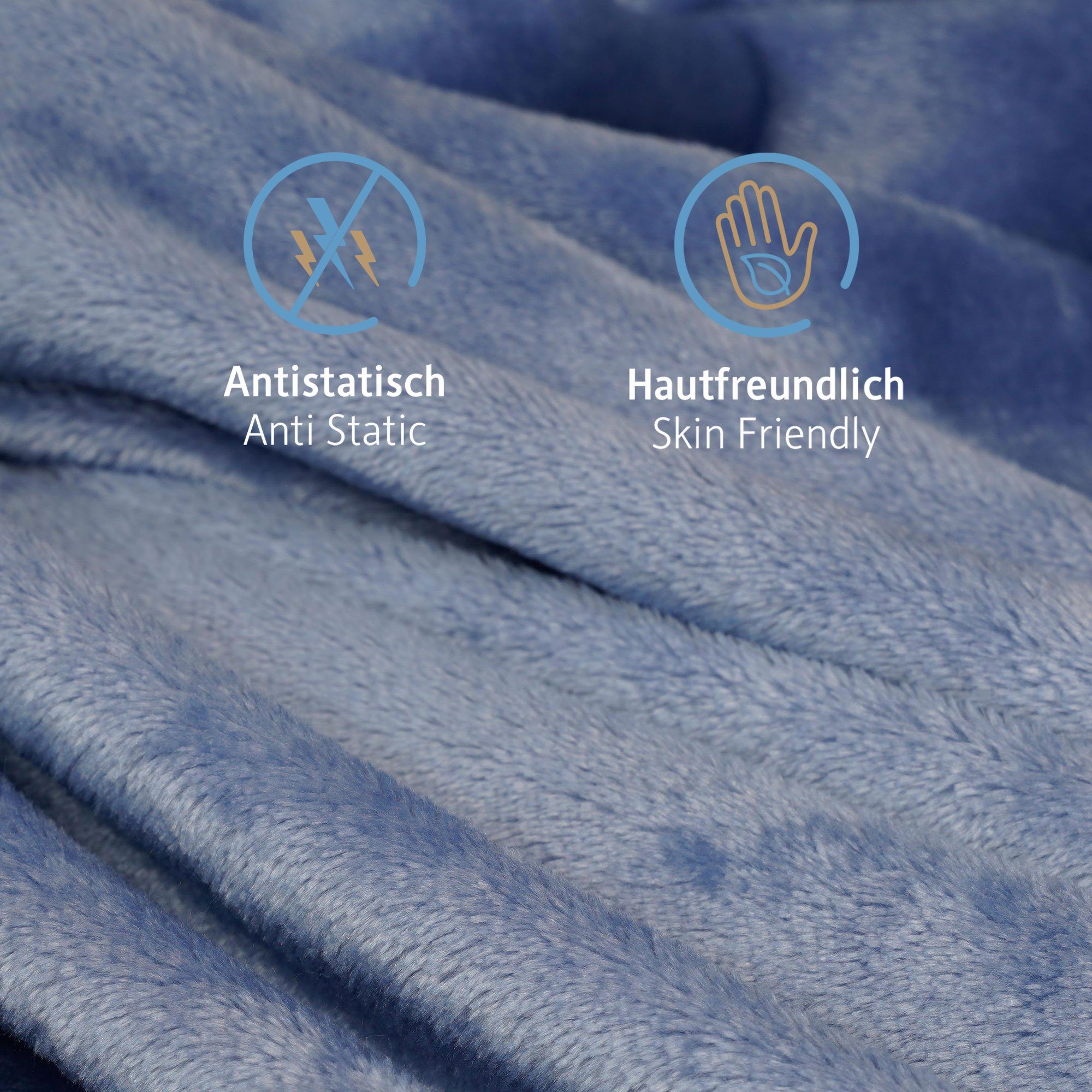Komfortec, Weiche Blau Zertifiziert, Flauschige 220x240 & Sofadecke, Wohndecke 150x200 cm Oeko-TEX Fleecedecke, Kuscheldecke,
