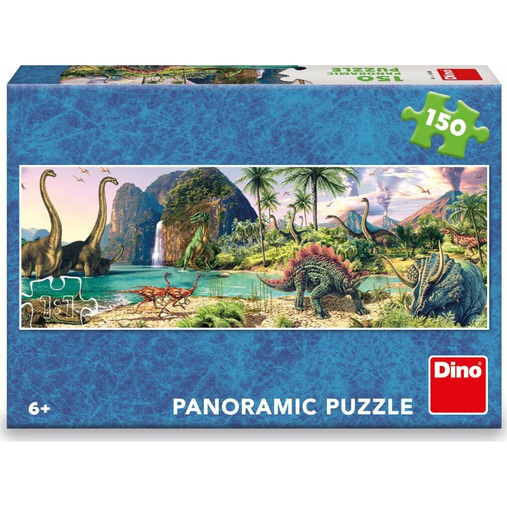 Dino Bikes Puzzle Panoramapuzzle Dinosaurier am See 150 Teile, Puzzleteile