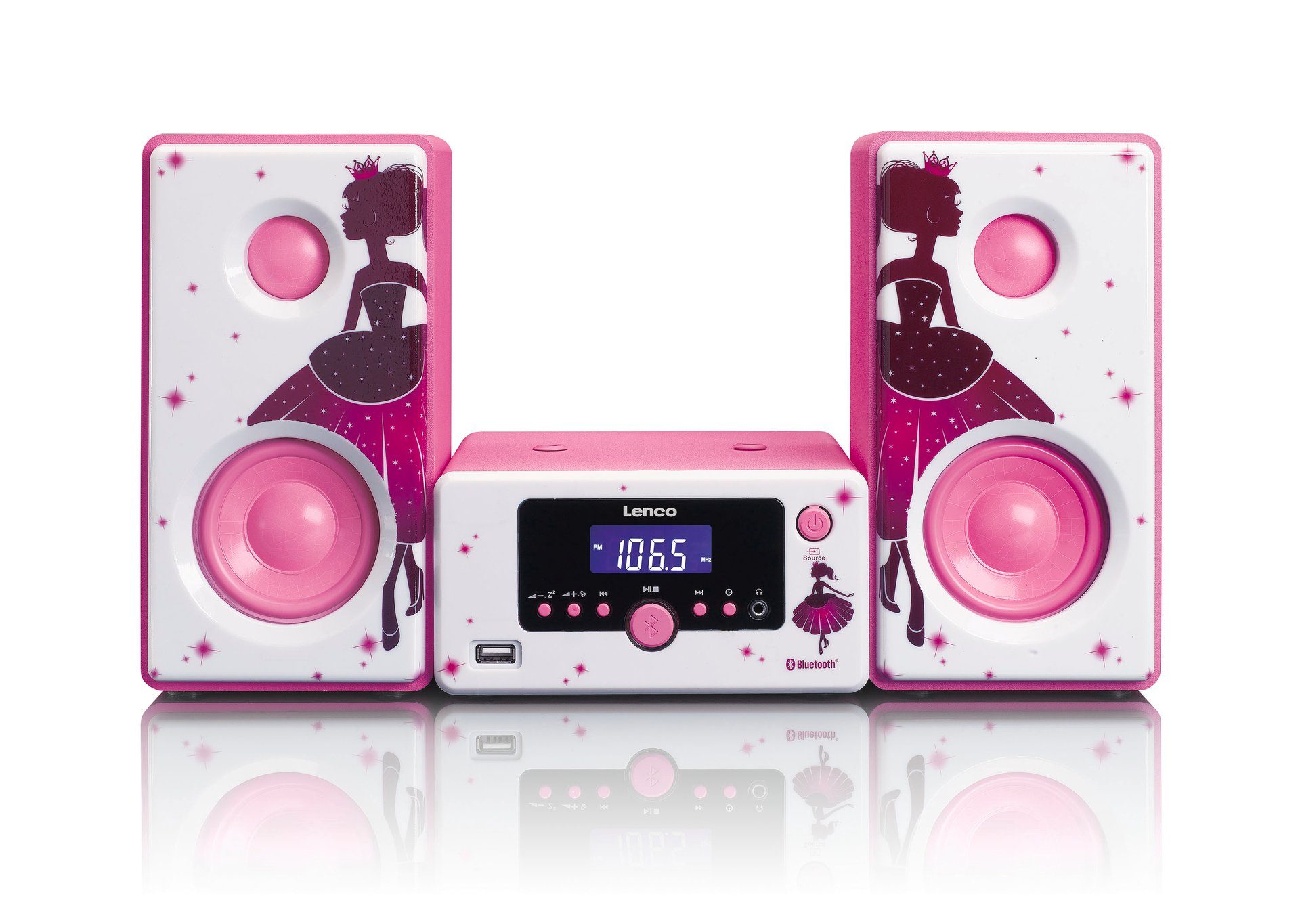 Lenco Bluetooth MC-020 Mikro-Stereoanlage Pink;Weiß mit und FM-Radio W) Microanlage 5 (FM-Tuner,