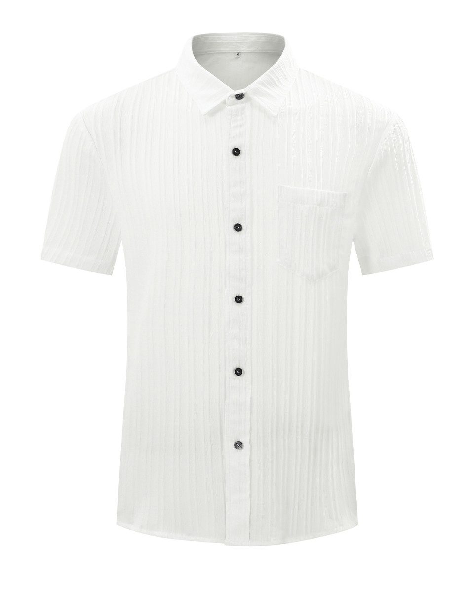Allthemen Kurzarmhemd Herren Sommerhemd mit 3D Wellenstruktur Freizeithemd Relaxed Fit