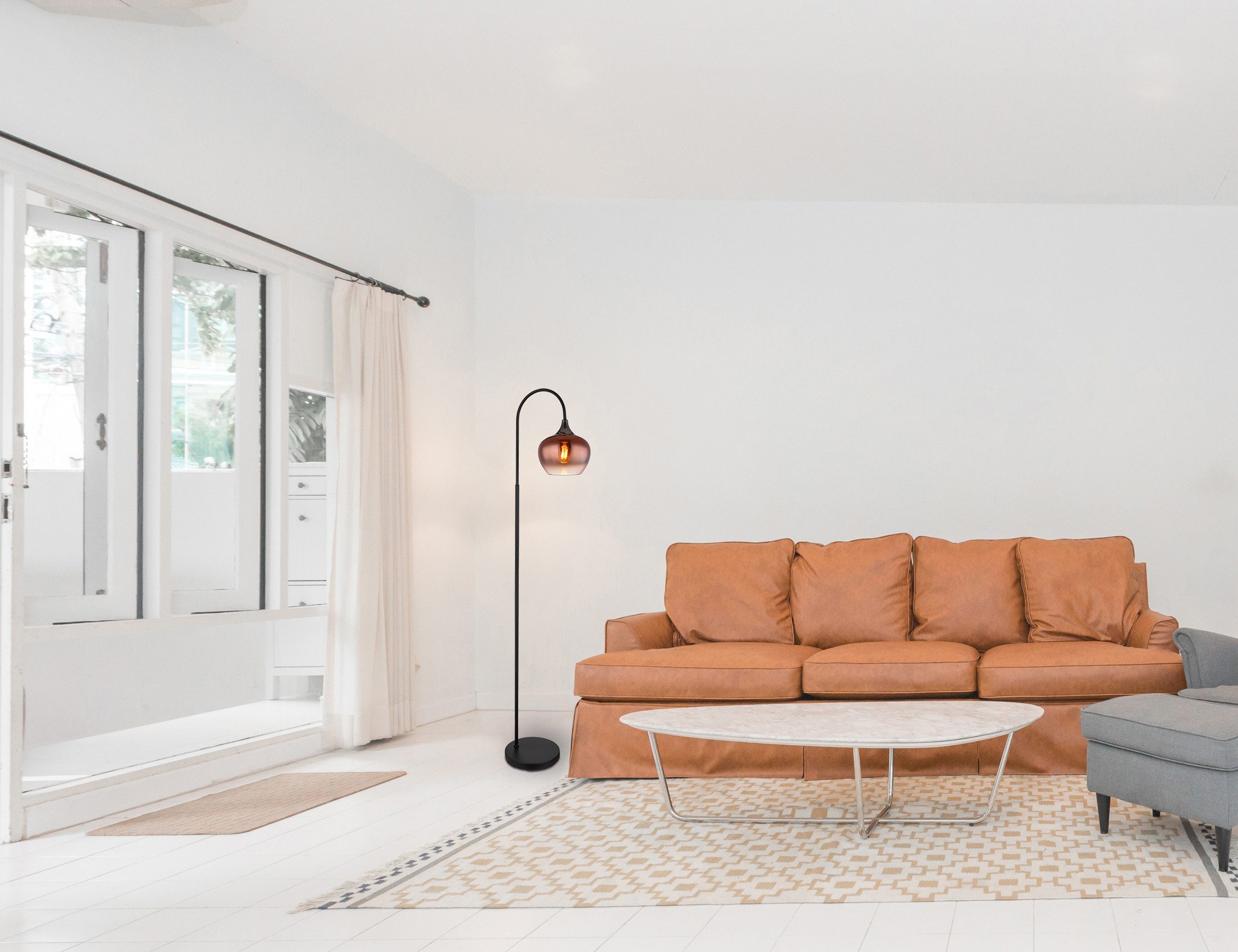 GLOBO LIGHTING Stehlampe MAXY, ohne Leuchtmittel, Stehleuchte/Glas kupferfarben/Glas verlaufen/Wohnzimmer/Schlafzimmer