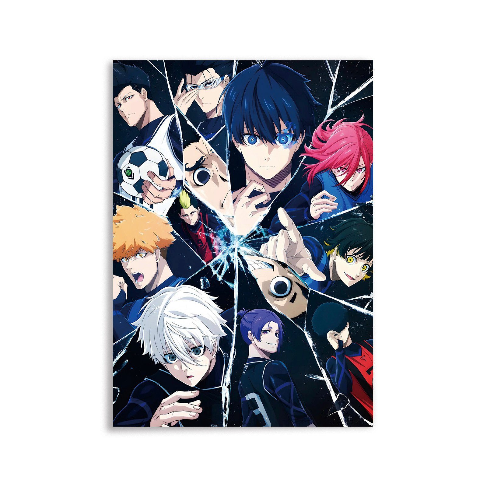 GalaxyCat Poster Hochwertiges Blue Lock Wandbild, Nachwuchsstürmer auf Hartschaumplatt, Anime Cover mit Nachwuchsstürmern, Anime Cover mit Nachwuchsstürmern auf Hartschaumplatte
