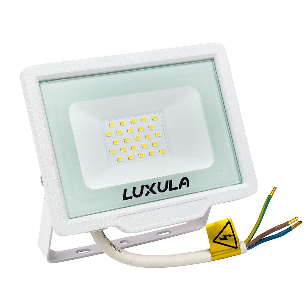 LUXULA LED Flutlichtstrahler LUXULA LED Fluter 20 W 3000 K Warmweiß Weiß, LED fest integriert, Warmweiß