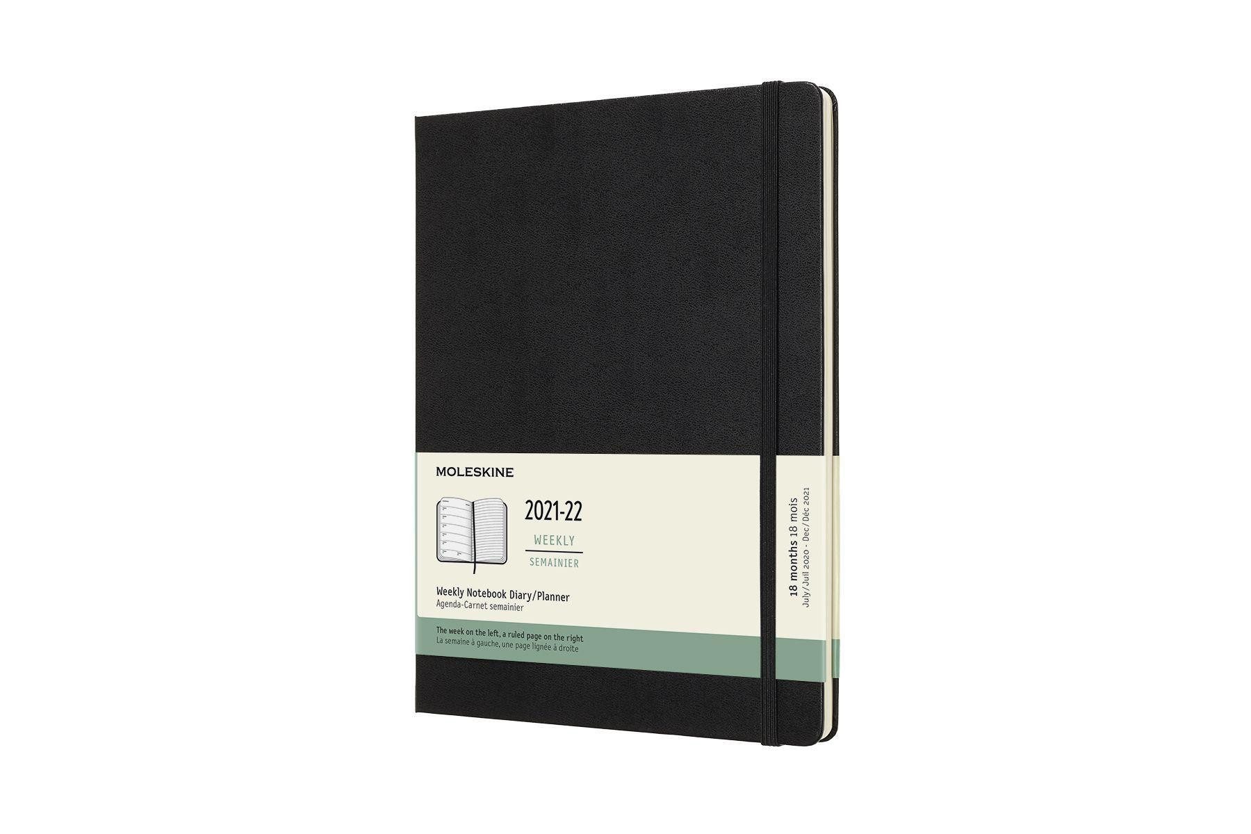 MOLESKINE Terminkalender Moleskine 18 Monate Wochen Notizkalender 2021/2022 XL, Schwarz