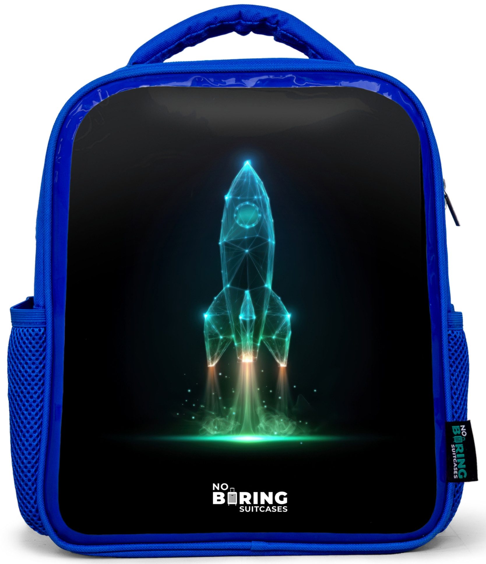 Rucksack Blau - Start einer Rakete im Neon-Stil