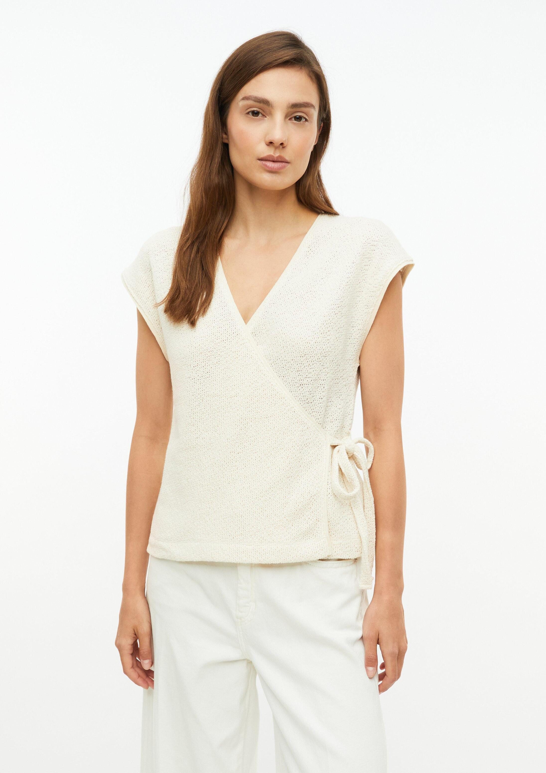 s.Oliver Kurzarmpullover T-Shirt Wickel-T-Shirt in Strickoptik