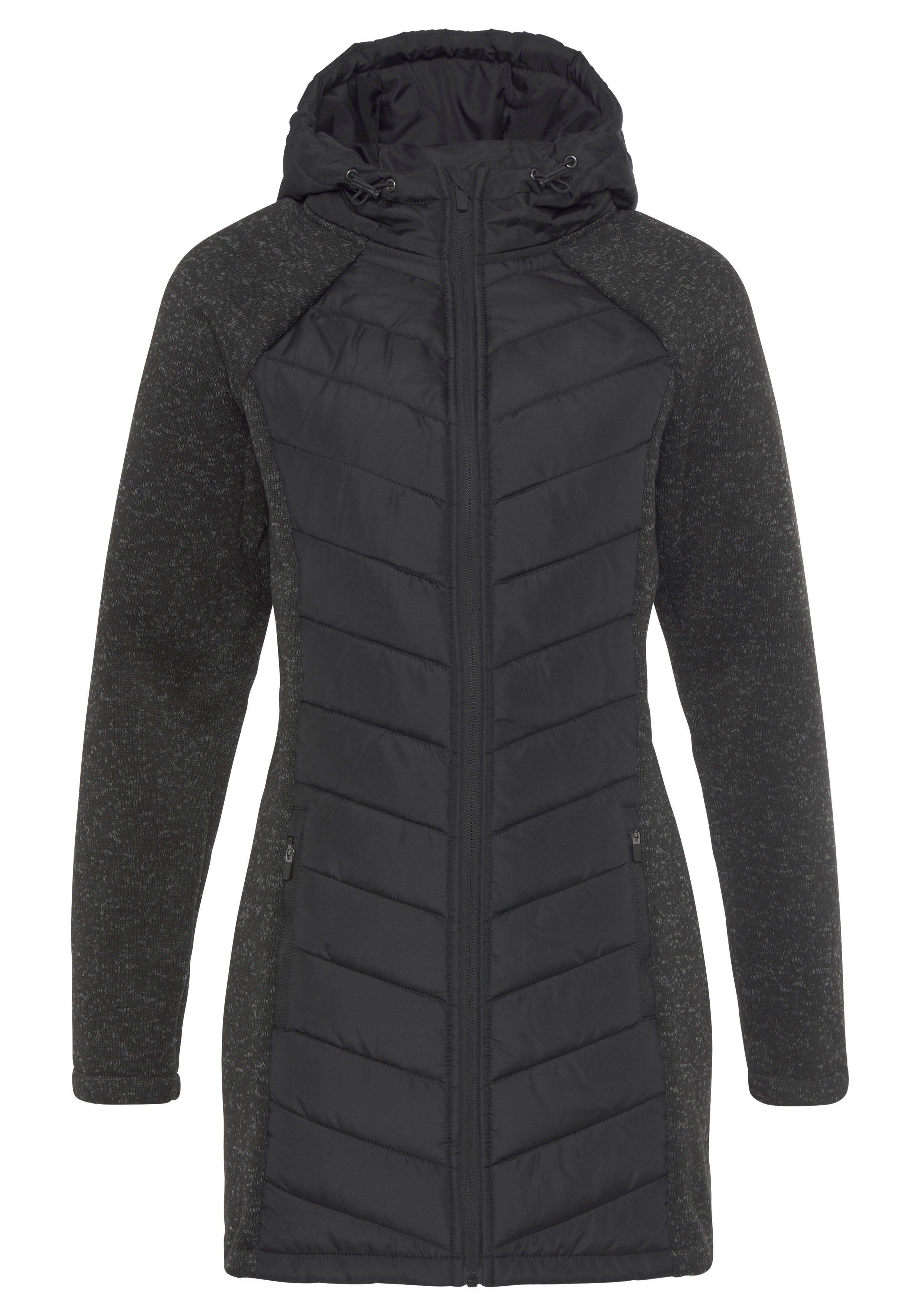 schwarz Strickfleece-Ärmeln Steppjacke mit Vivance