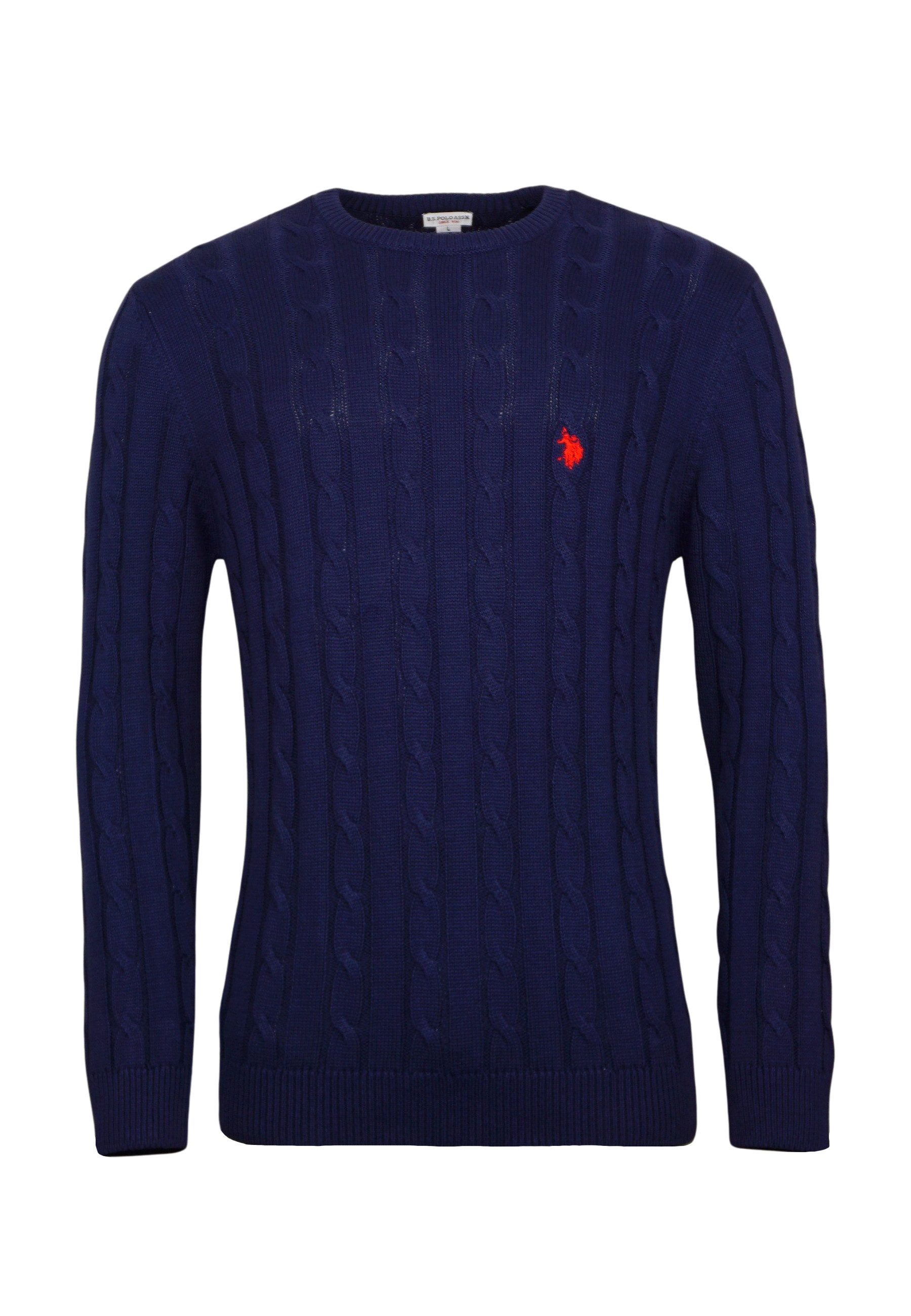 U.S. Polo Assn. Strickpullover Pullover Strick Zopfmuster (1-tlg) günstig online kaufen