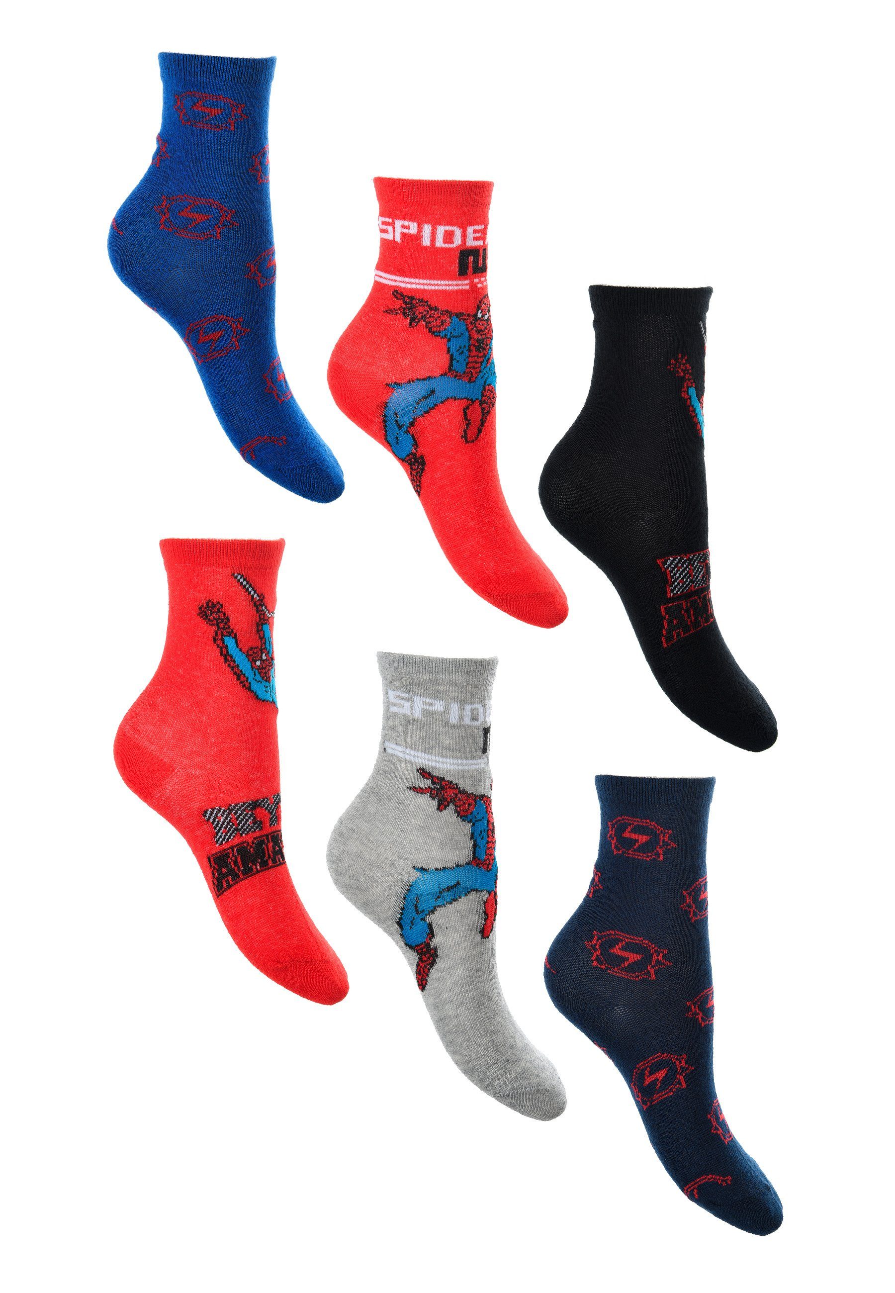 (6-Paar) Kinder Socken Jungen Spiderman Strümpfe Socken