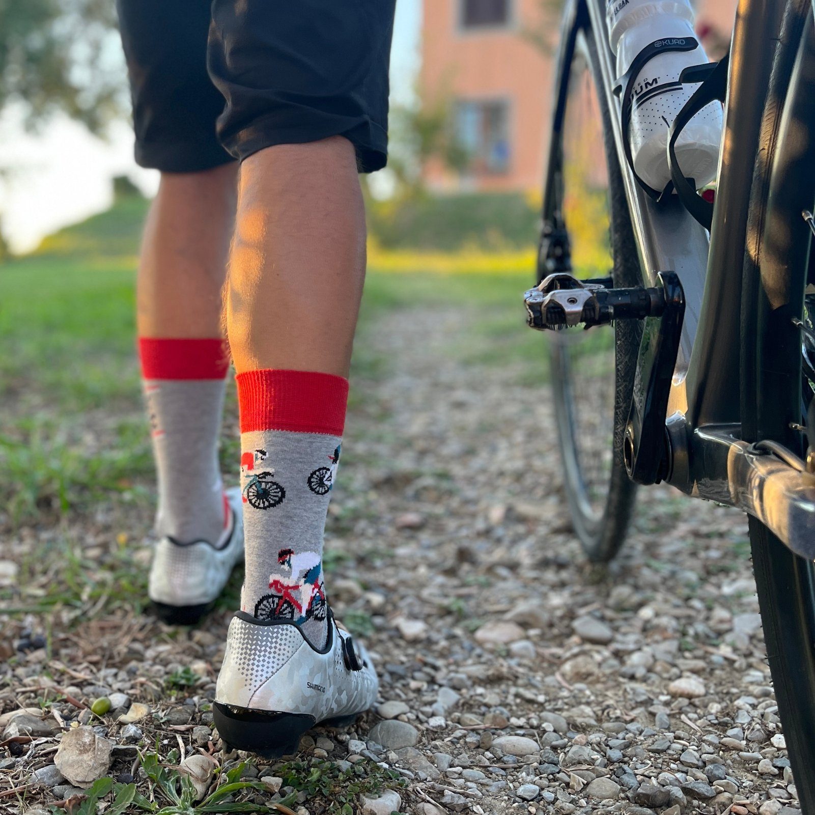 Soxo Socken Fahrrad Männer Lustige Für Geschenke (Paar, Fahrrad Grau Socken Set) Herren 40-45EU 1-Paar