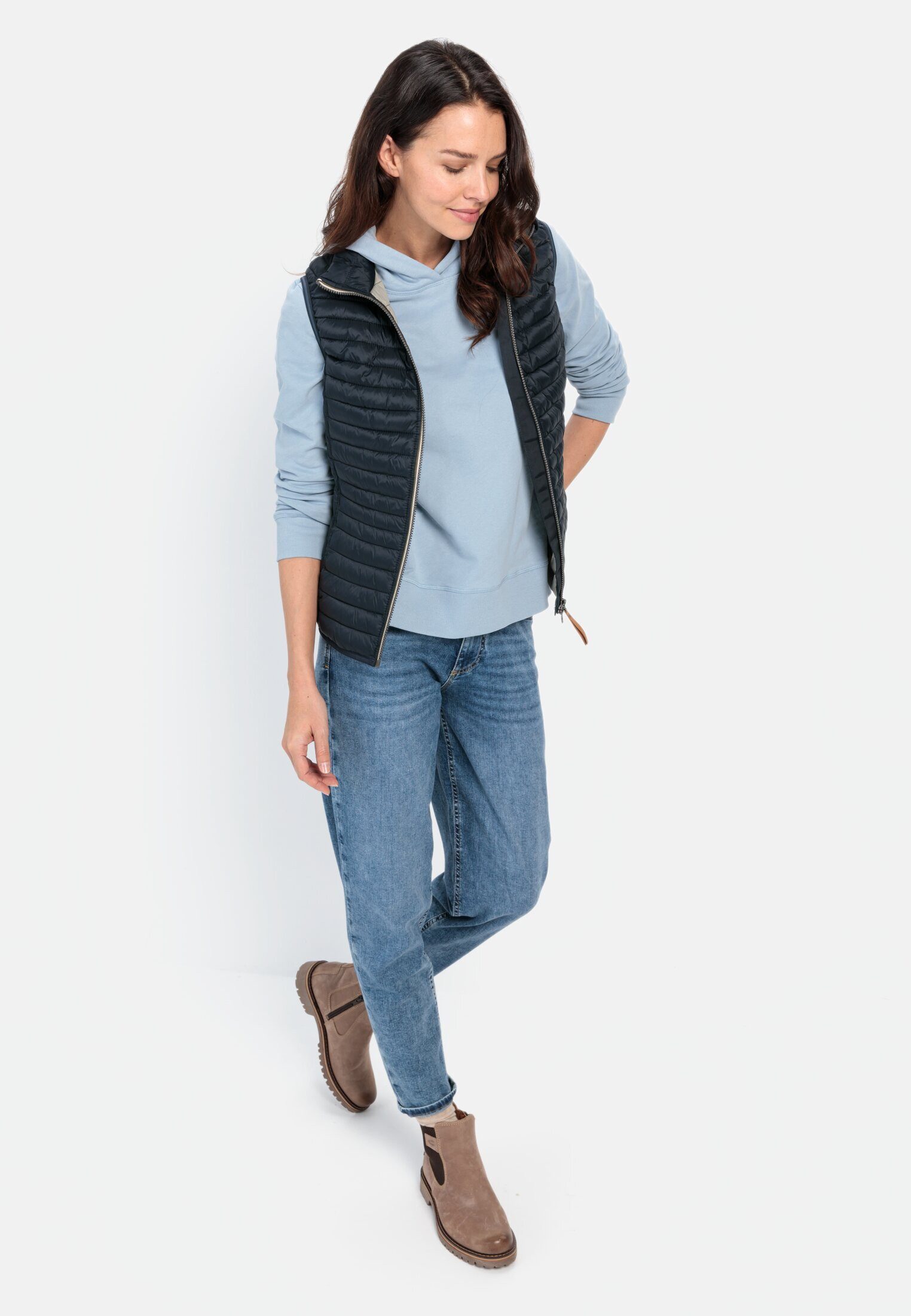 camel active Steppweste Steppweste aus recyceltem Polyamid ärmellos mit Stehkragen