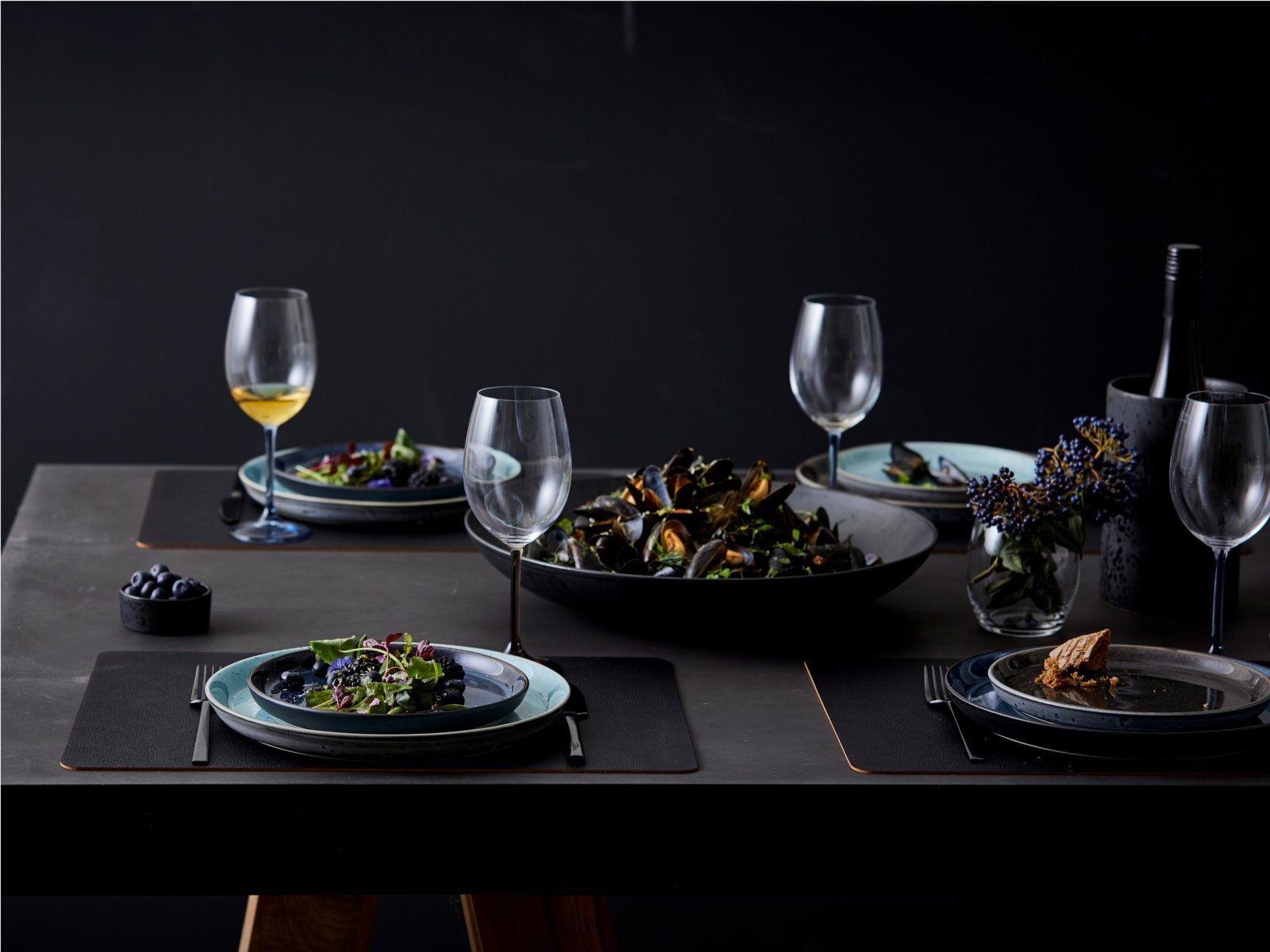 Bitz Teller-Set Frühstücksteller matt grey / shiny grey 21 cm Set6, Steinzeug