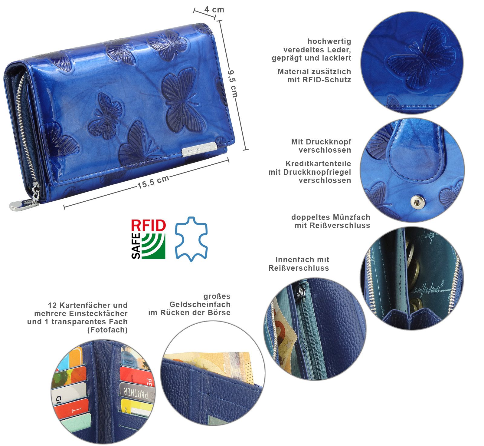 J JONES JENNIFER JONES Geldbörse Großes Damen Portmonee RFID-Schutz Schmett günstig online kaufen