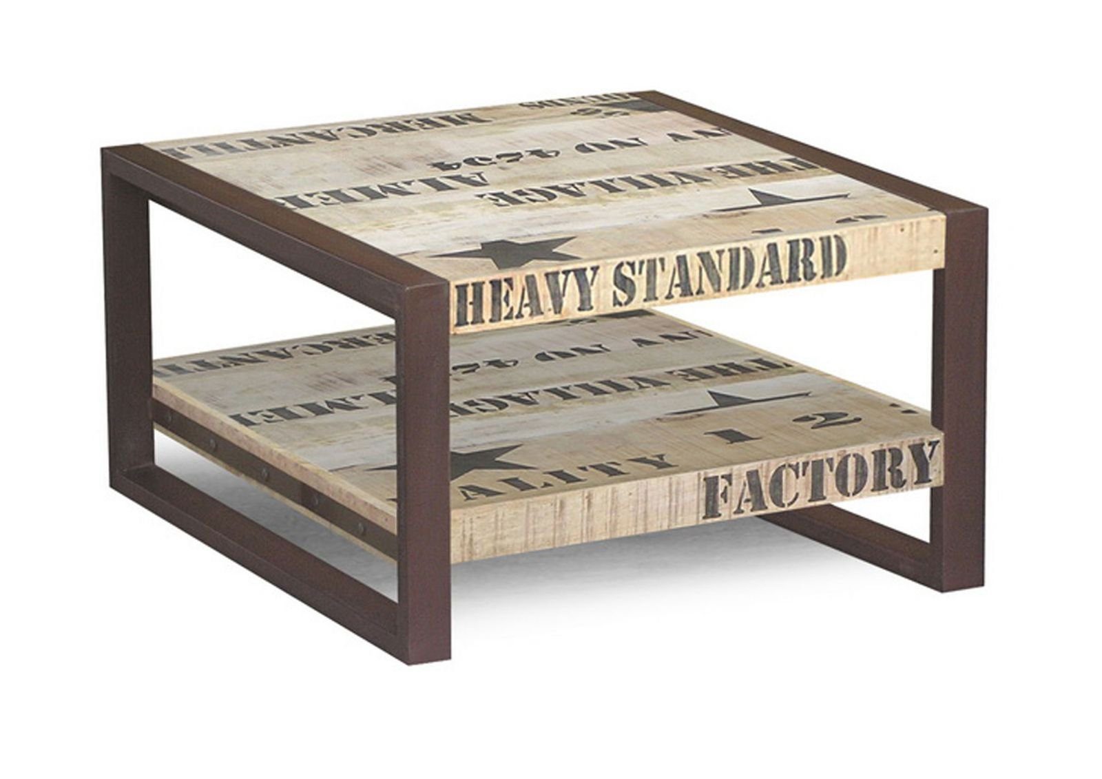 Massivmoebel24 Couchtisch FACTORY (Massivholz, Massivholztisch), Couchtisch Mango 60x60x40 natur bedruckt FACTORY #125