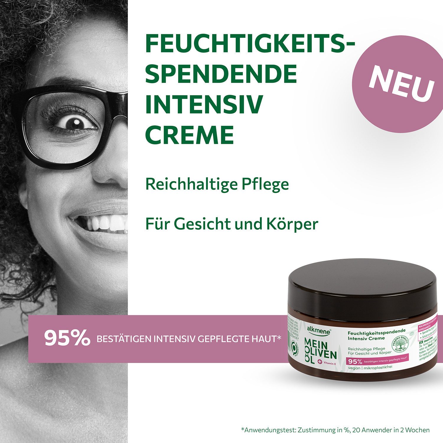 alkmene Feuchtigkeitscreme Intensiv Hautcreme trockene Haut 400 ml, Olivenöl, Männer & Frauen, 2-tlg.