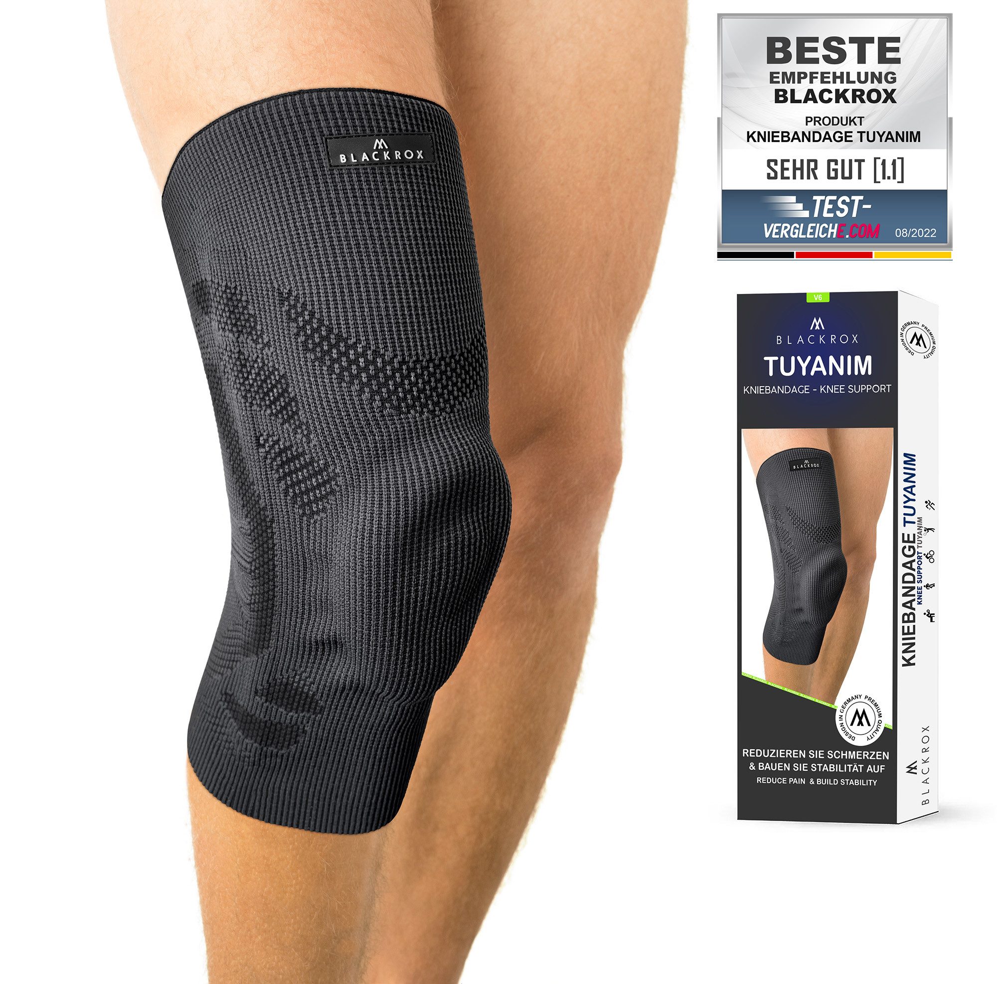 BLACKROX Kniebandage [Vergleichssieger 2026] TUYANIM, Gr. S - XXL, Damen & Herren