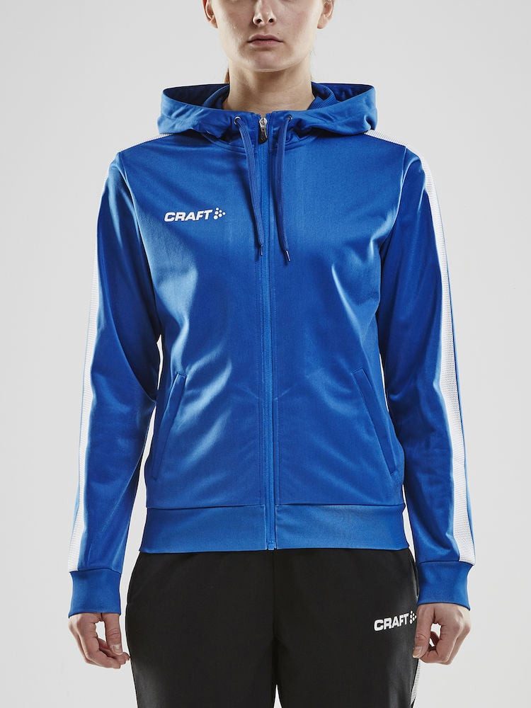 Craft Kapuzenpullover Kapuzenjacke Hoodie Fullzip Pro Control cobaltblau/weiss Damen