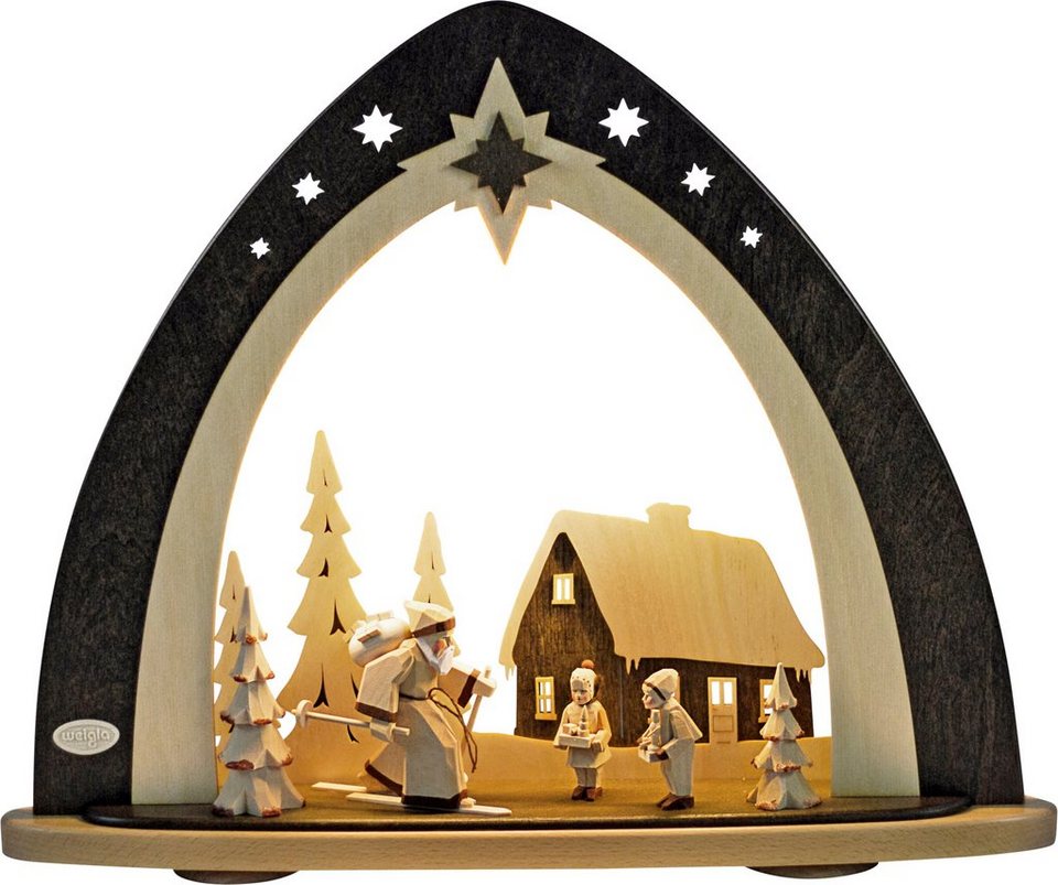 Weigla Lichterbogen Waldweihnacht, inkl. handgeschnitzten Figuren,  Hochwertiger LED Weihnachtsleuchter