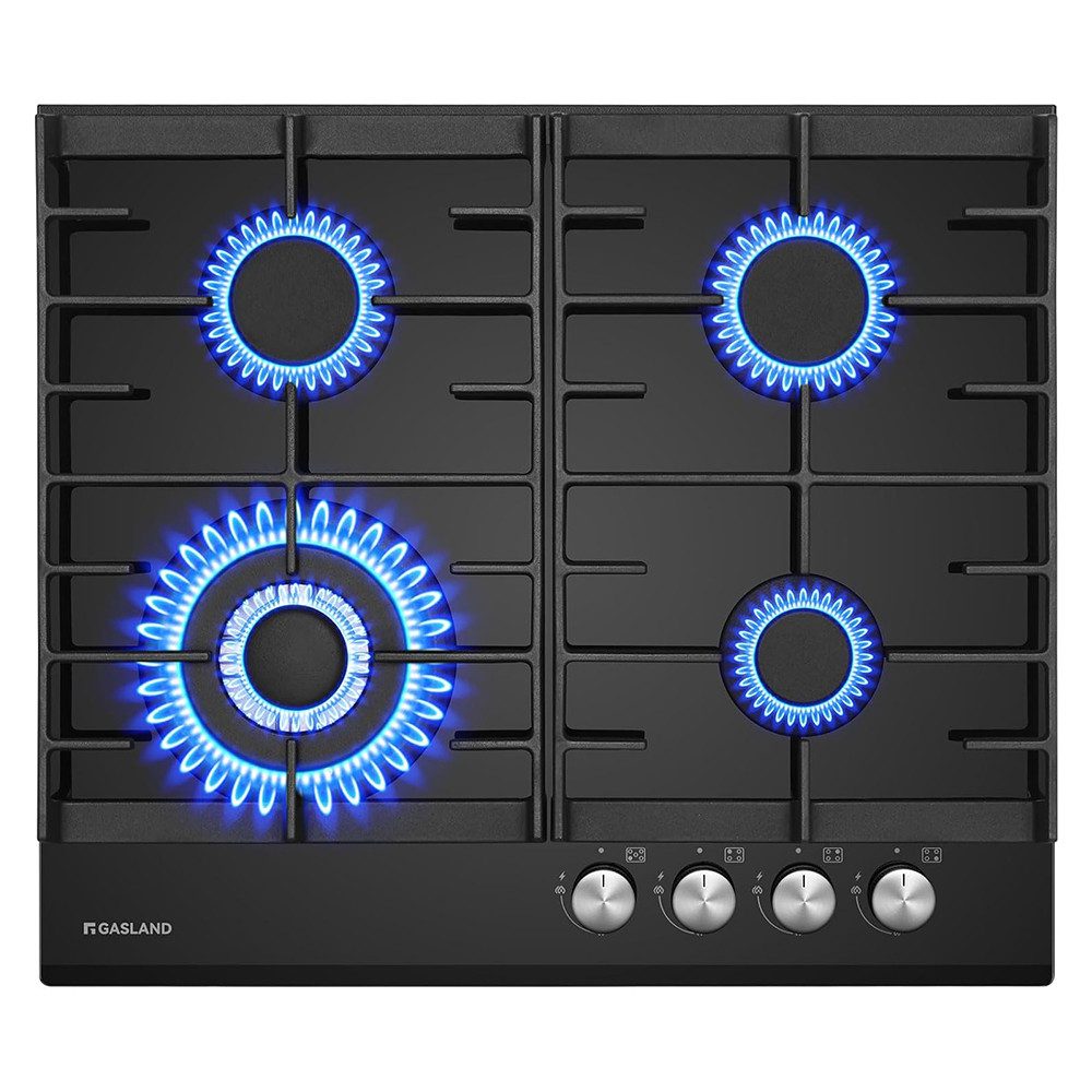 GASLAND Gas-Kochfeld GH604BF, 4-flammiges Kochfeld, 60 cm, 8000 W, Wok-Brenner, LPG/Erdgas