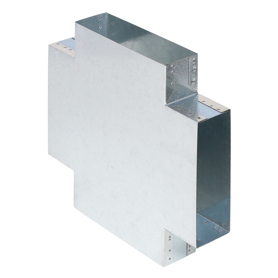 Subtiel Lüftungsschacht Flachkanal Doppel-T-Stück 90°, 25x25x5 cm