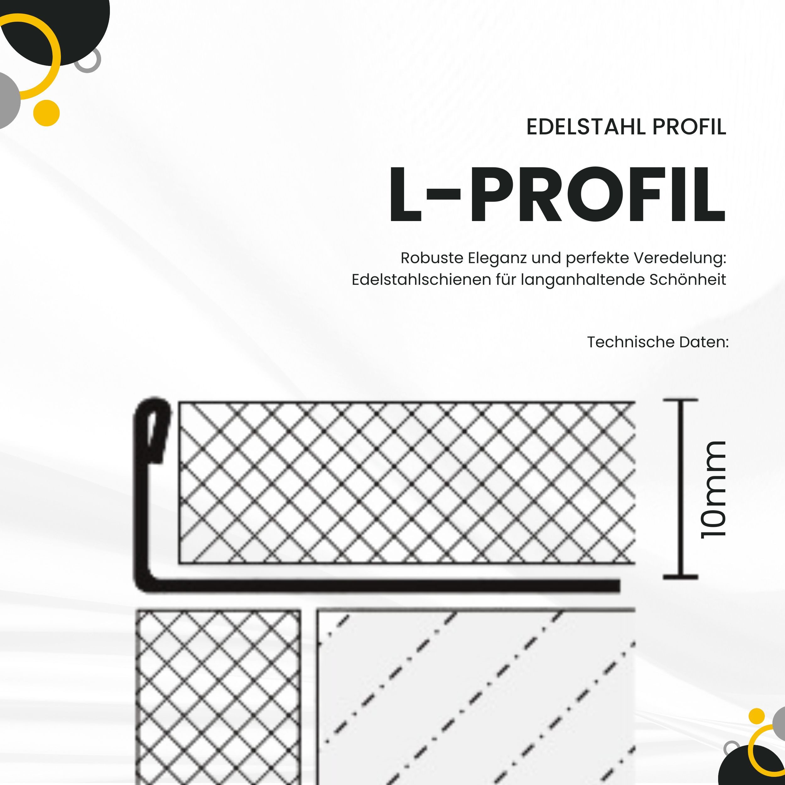 tktrading24 Abschlussprofil 10x L-Profil Fliesenprofil, Edelstahl, 250 cm, 10 mm, Gebürstet (Set, 10er)