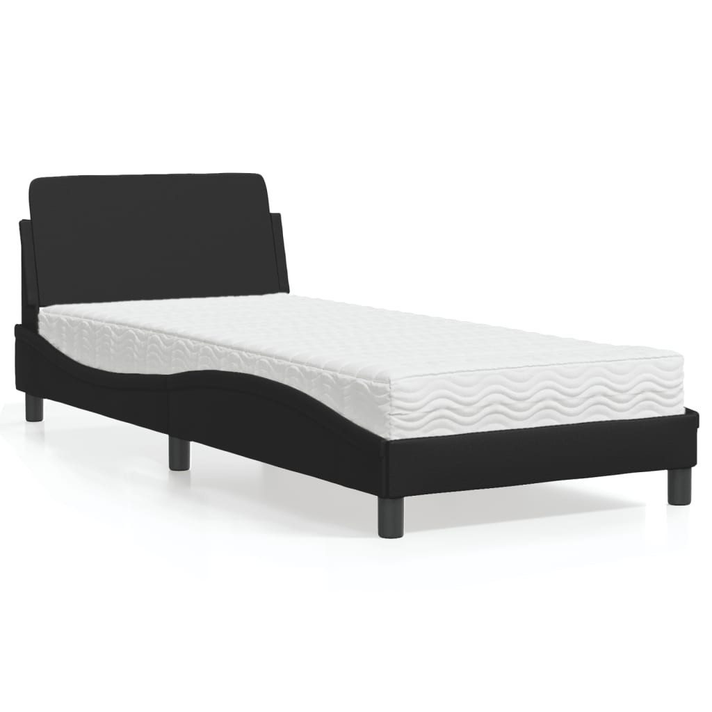 vidaXL Bett Bett mit Matratze Schwarz 80x200 cm Kunstleder
