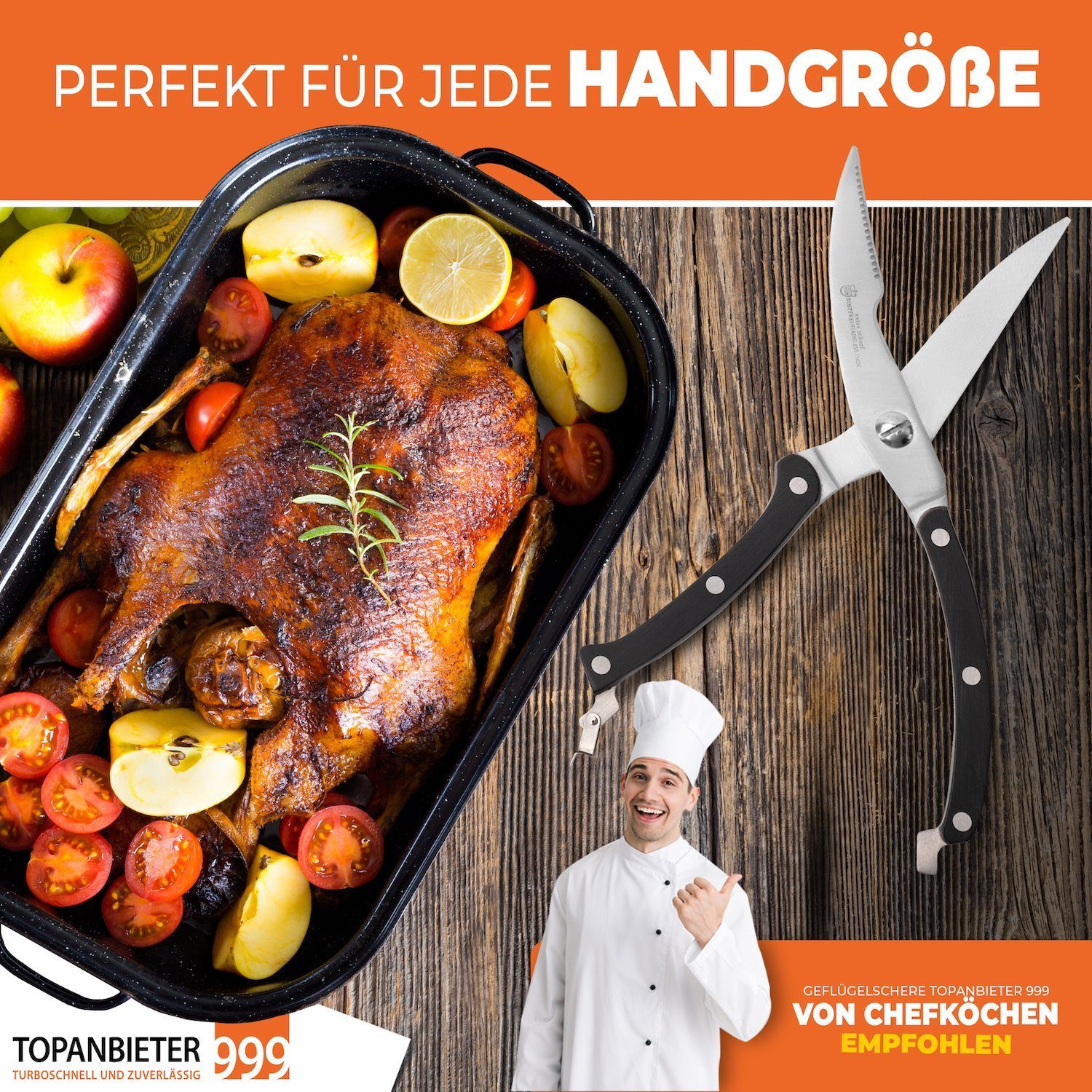 Topanbieter999 Universalschere Küchenschere Schere für Pizza, Geflügel und mehr