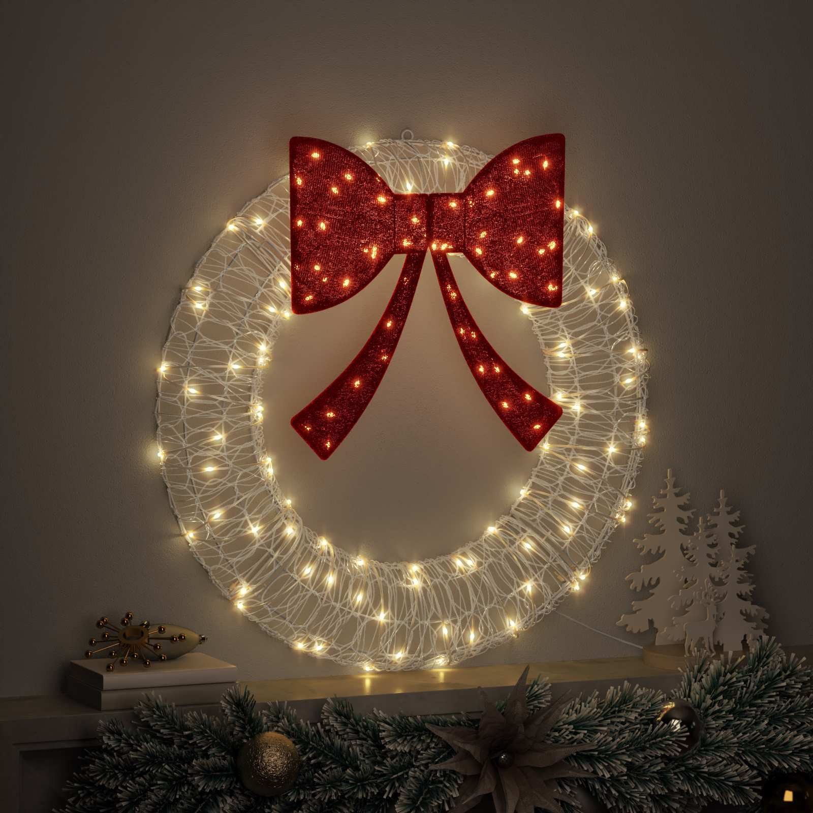 vidaXL Christbaumschmuck Kranz mit 60 LEDs Warmweiß 76 x 8,5 x 76 cm Acryl günstig online kaufen