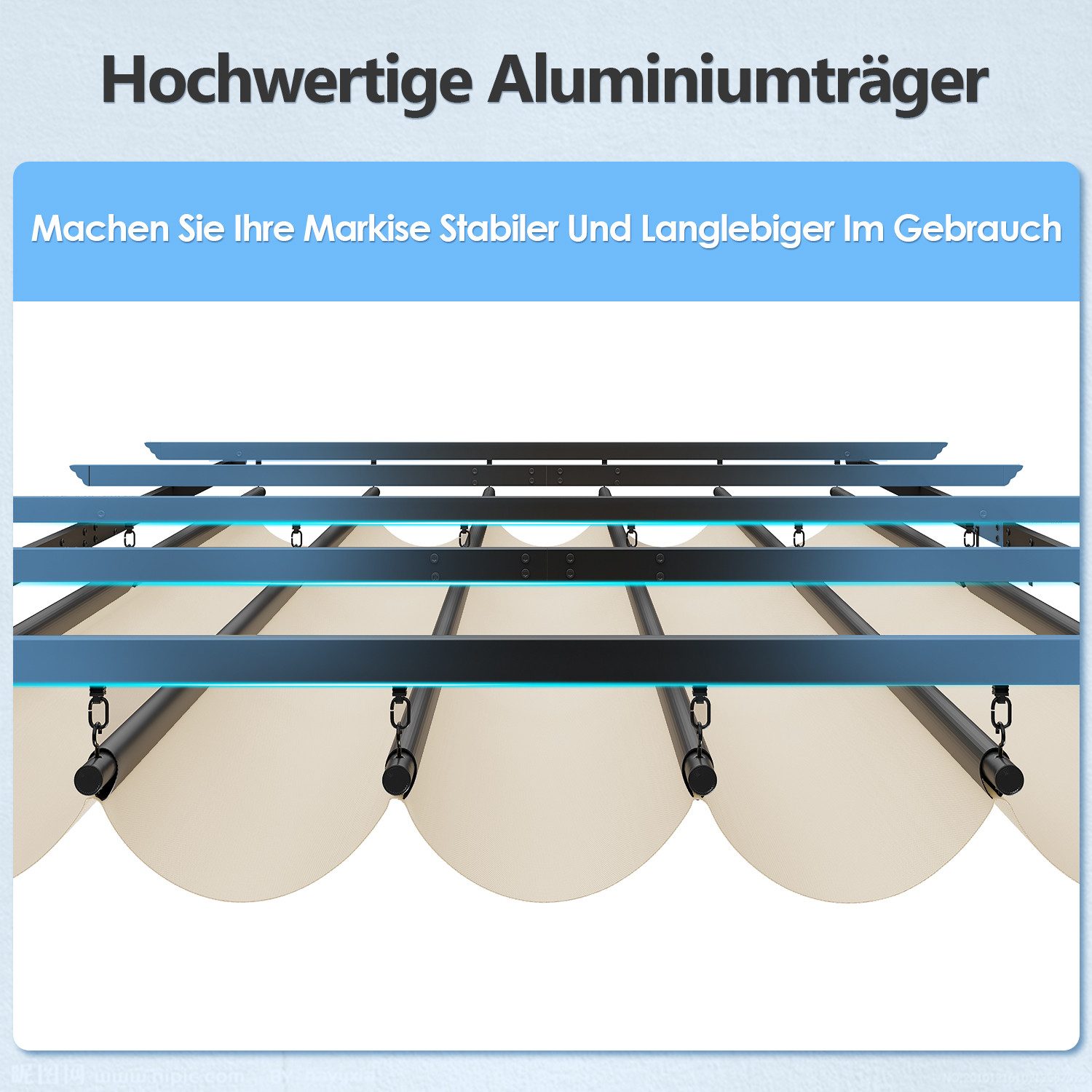 HOMALL Pavillon Pergola 3x3/3x4m Gartenpavillon Pavillon mit Aluminiumrahmen, (Terrassenüberdachung mit Magnetbefestigung für Garten), Manuell verstellbares Sch – Bild 5 von 5